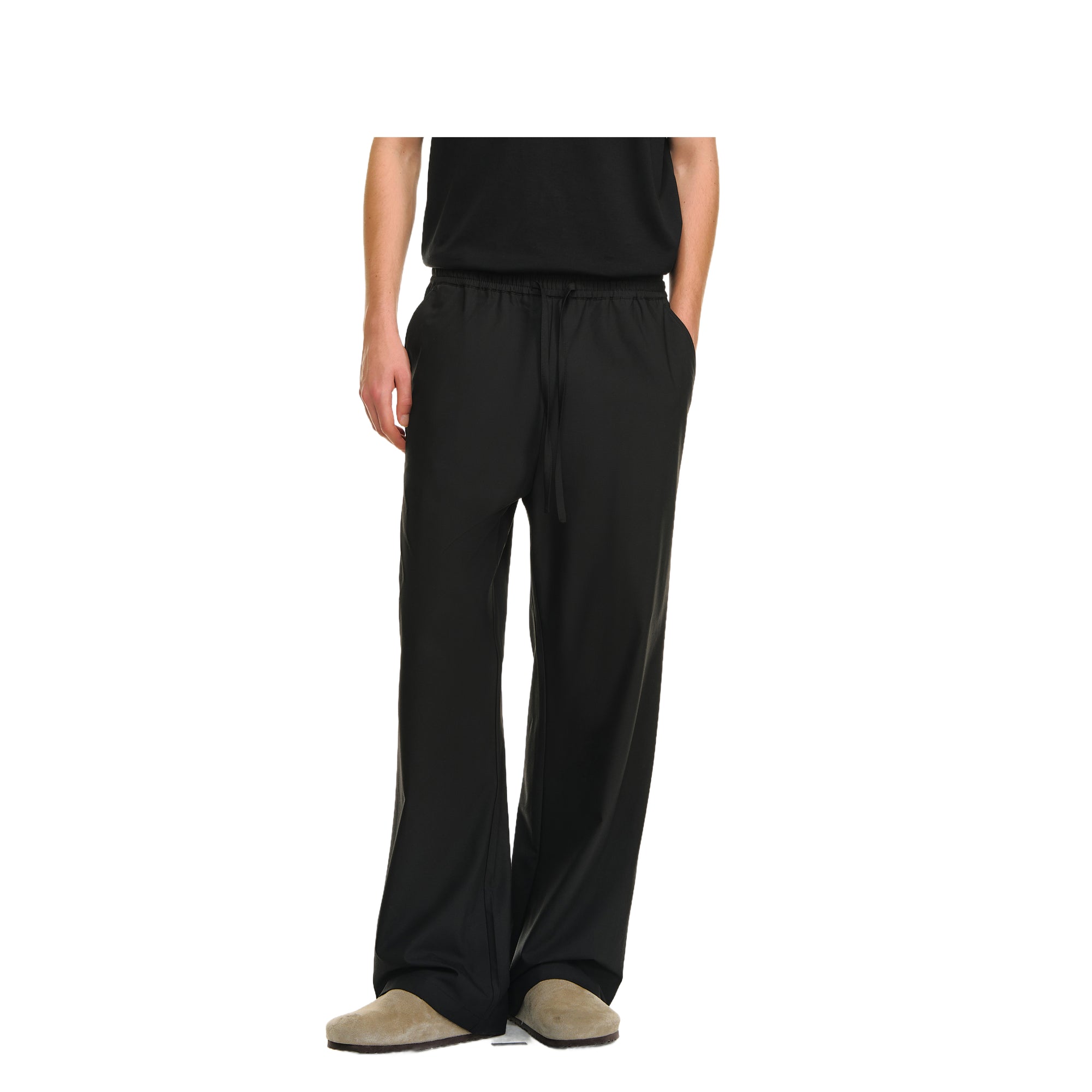 Black Elastic Waist Ice Ammonia Cool Casual Trousers