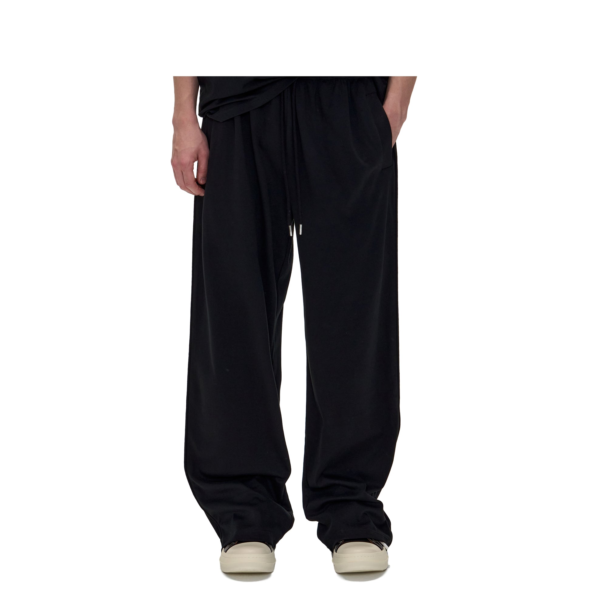 Black Straight Side-strap Casual Sweatpants