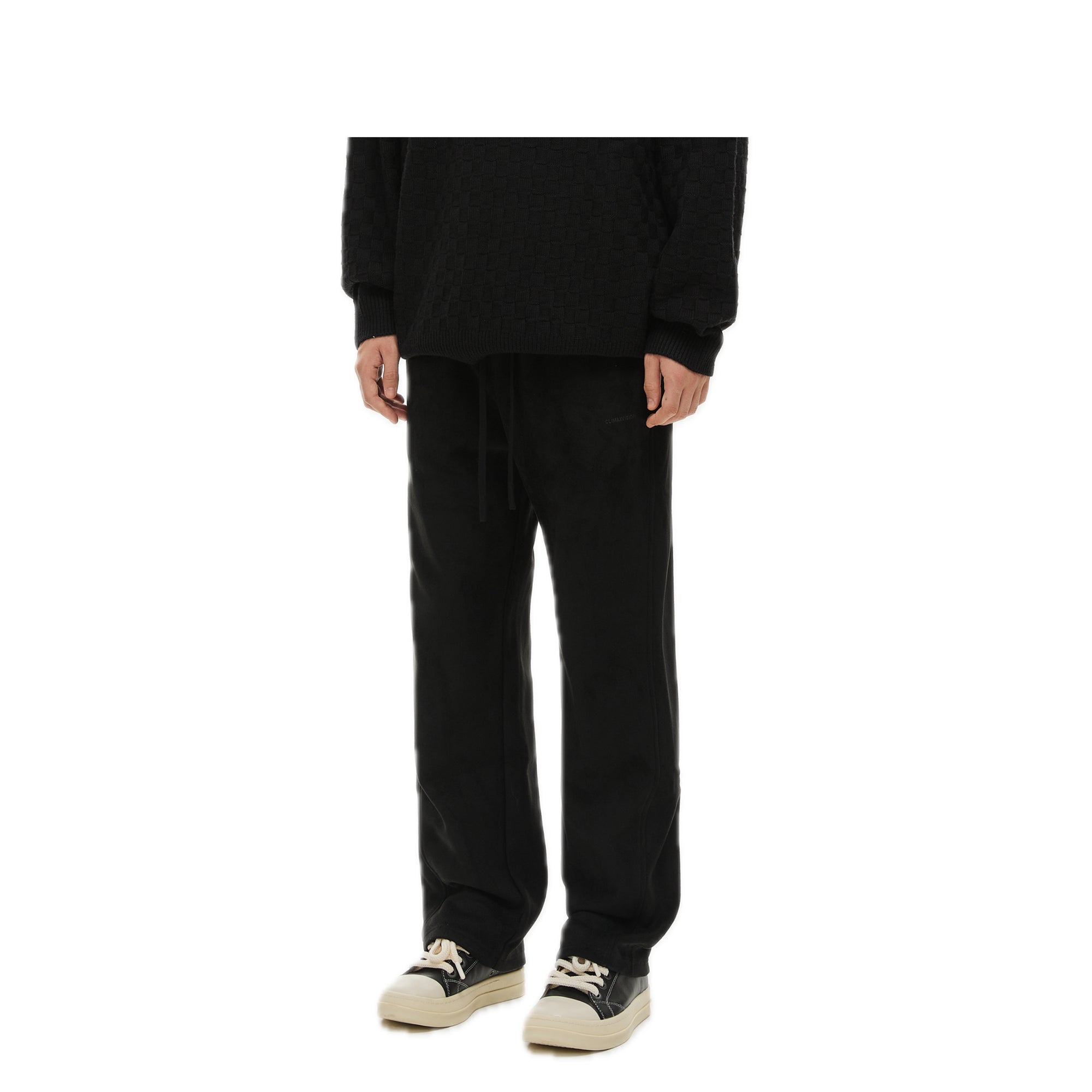 Black fleece warm suede trousers