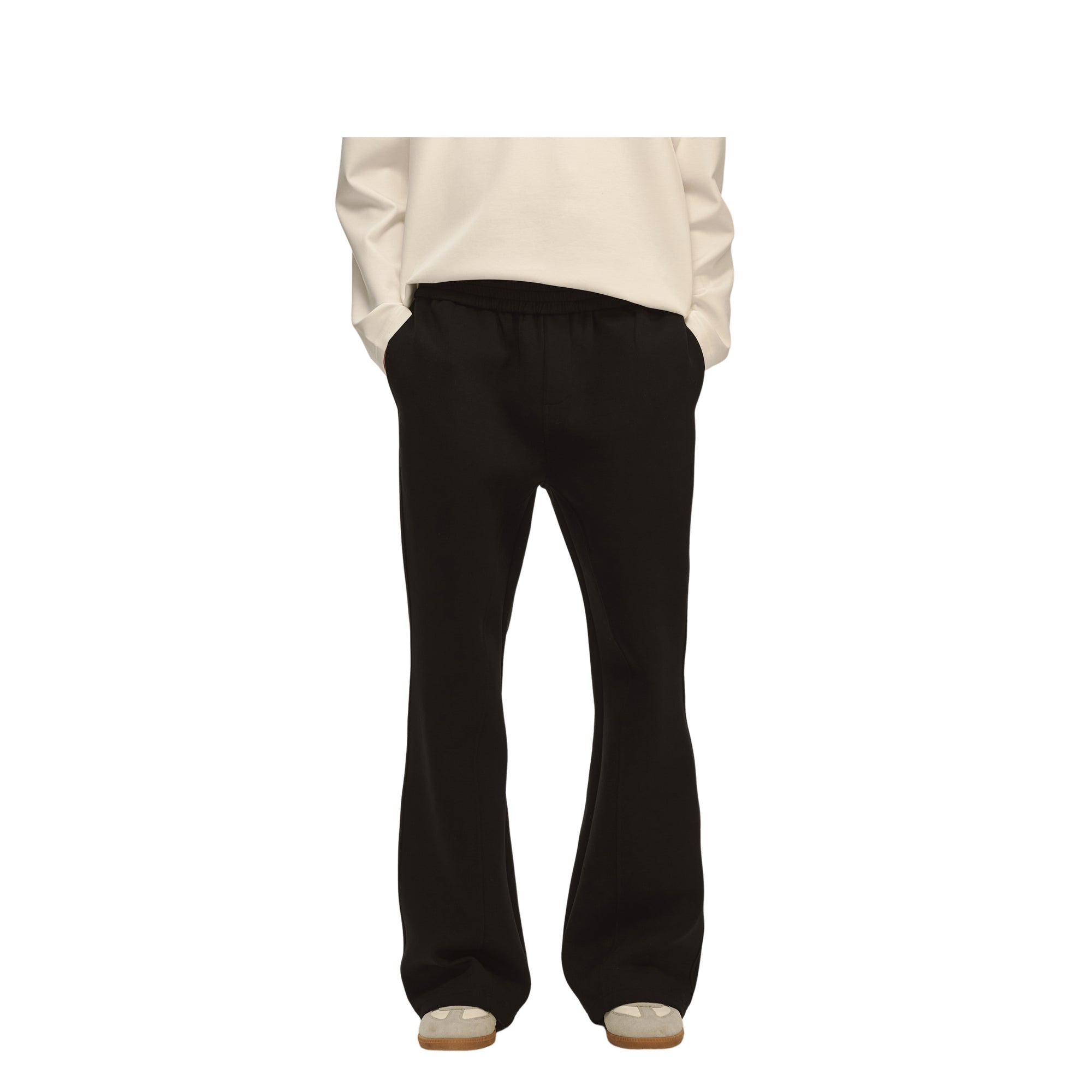 Black Comfortable Space Cotton Silhouette Casual Flared Sweatpants