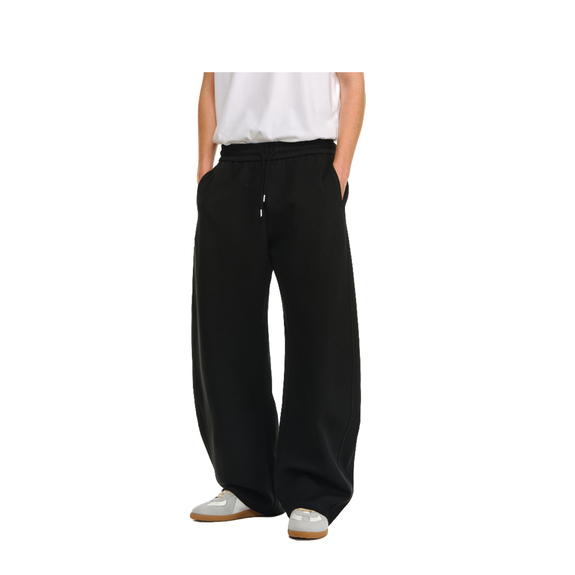 Black Structured Machete Cut Slouchy Banana Sweatpants