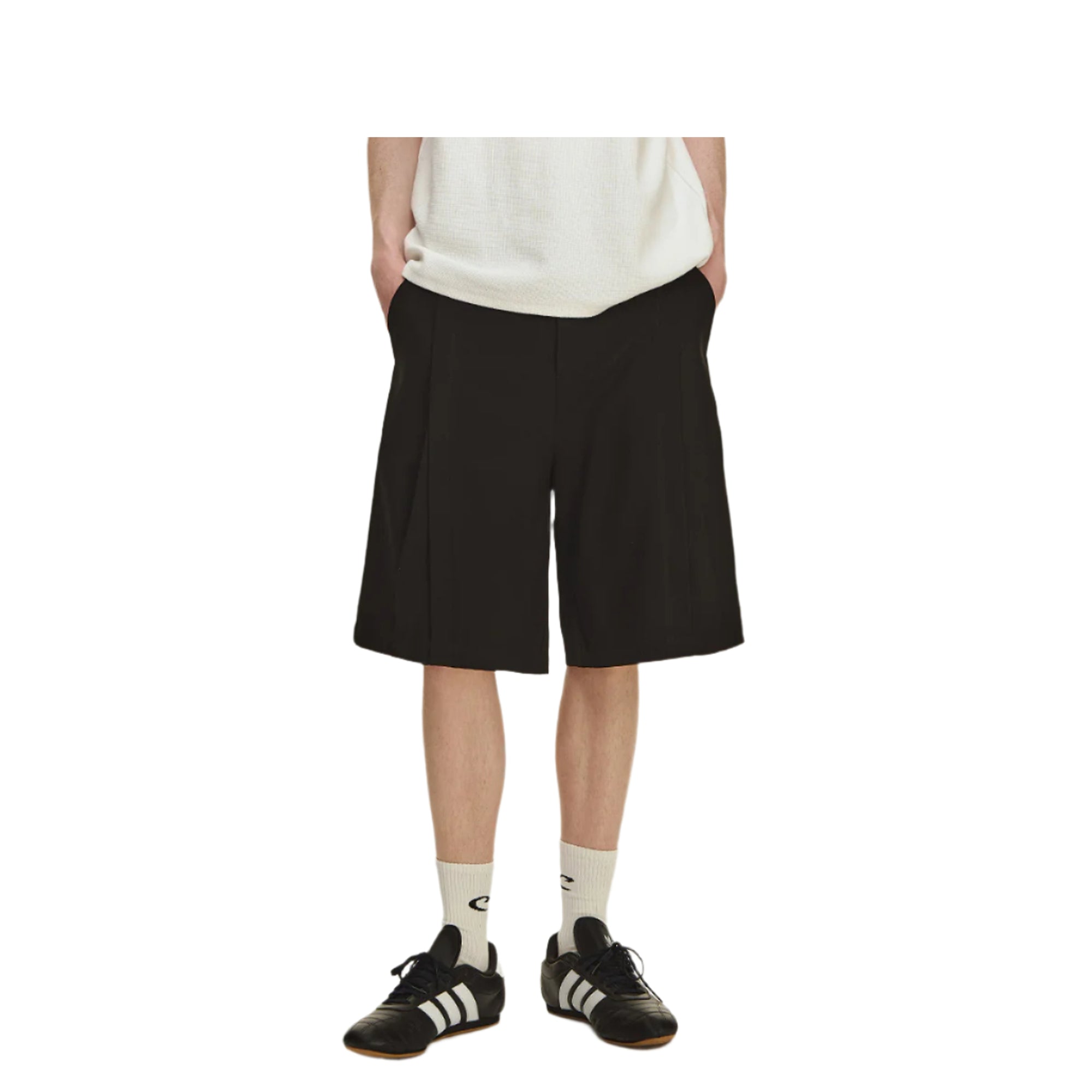 Black casual suit shorts