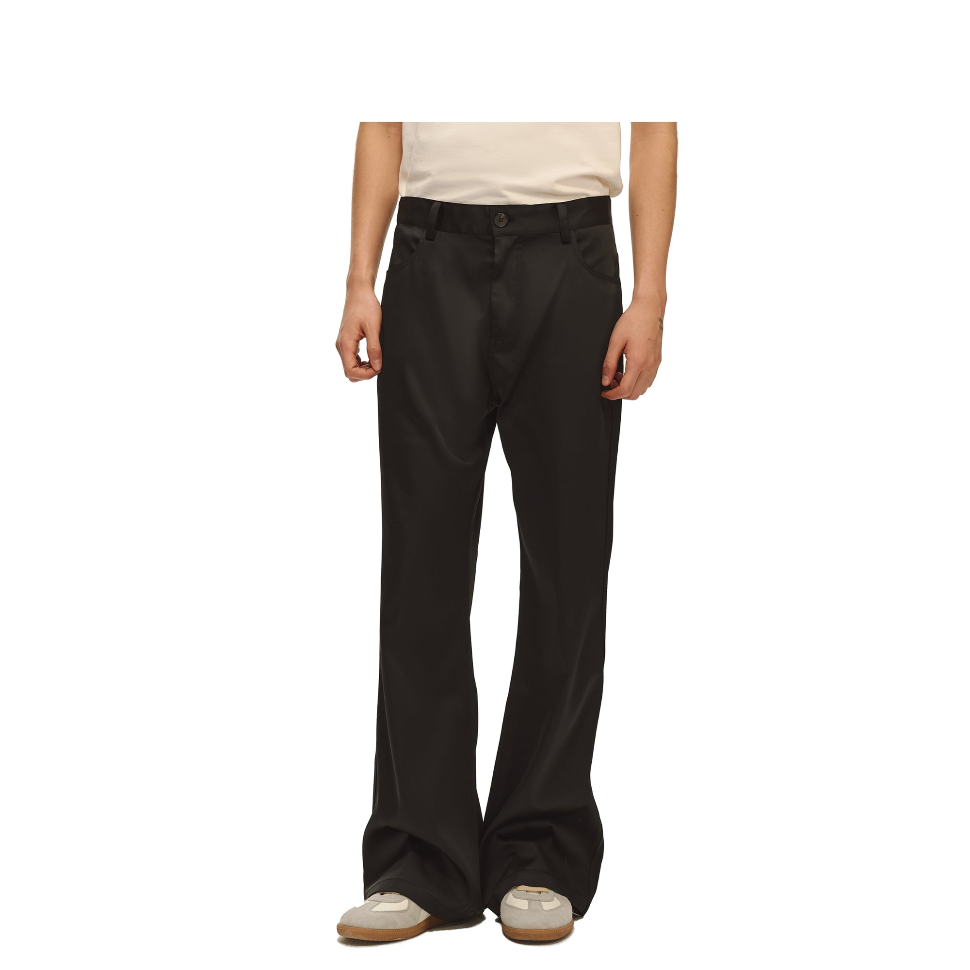 Black Flared Satin Slim Fit Trousers