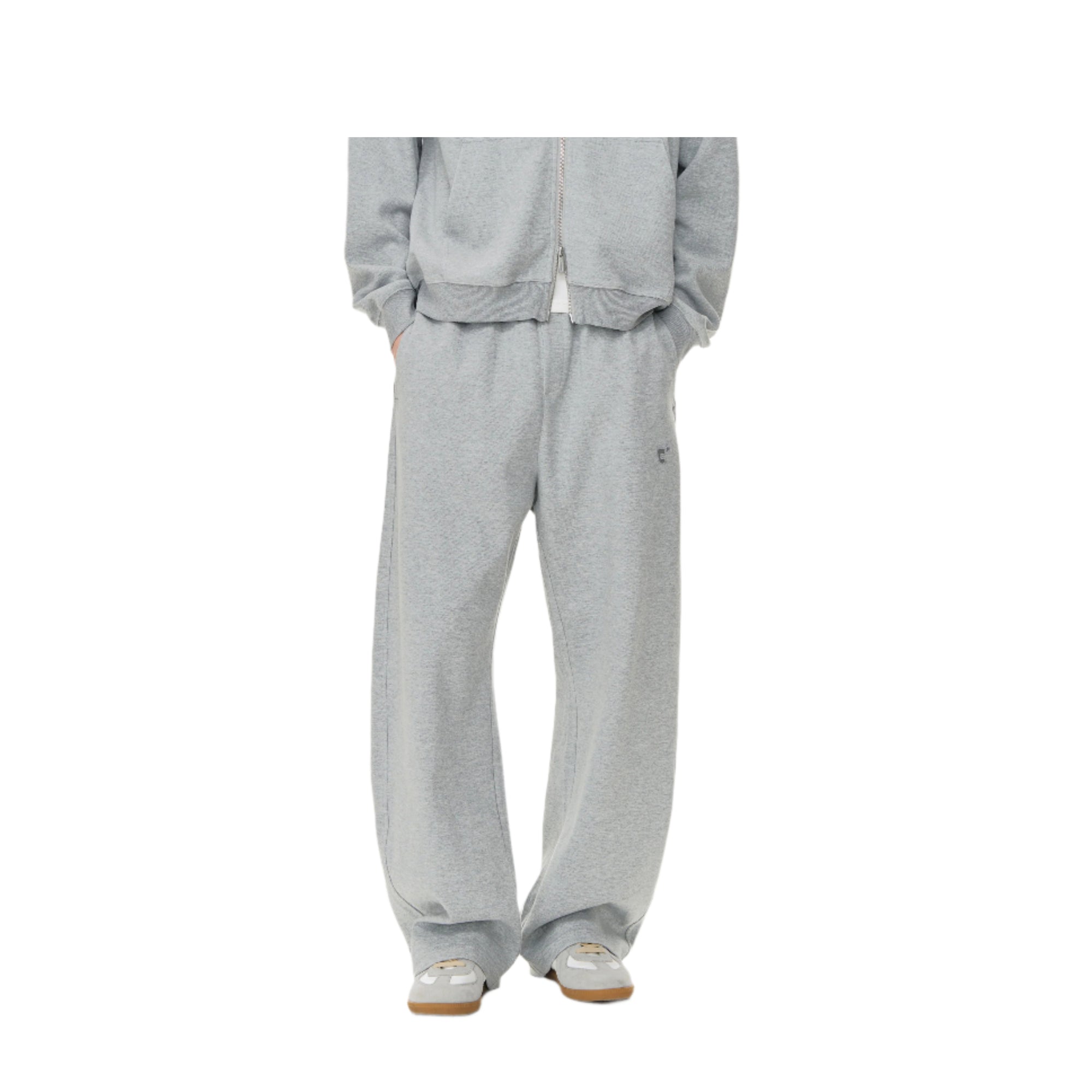Grey Textured Drape Cotton Piqué Embroidered Scimitar Pants