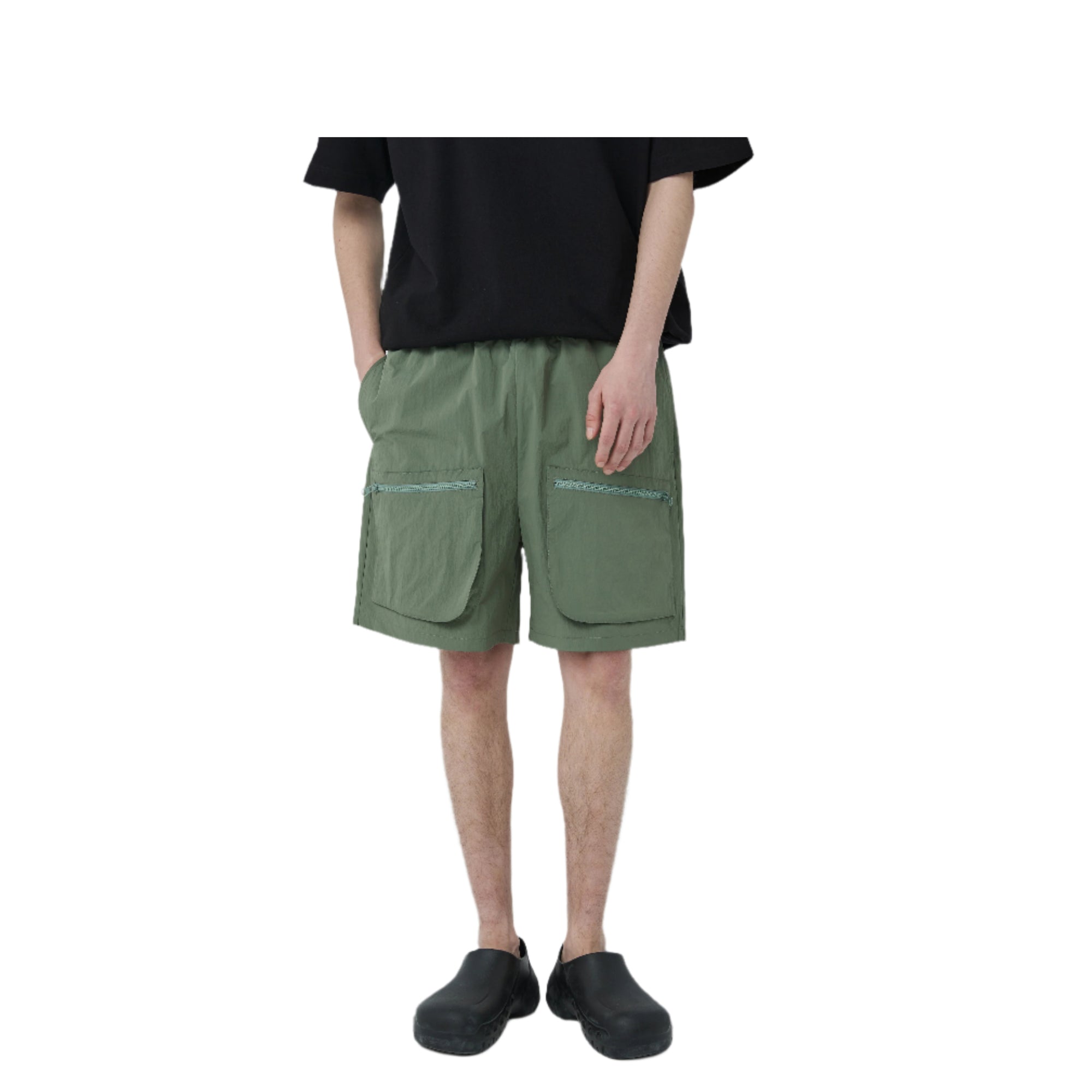 Grey Green 3D Pocket Shorts