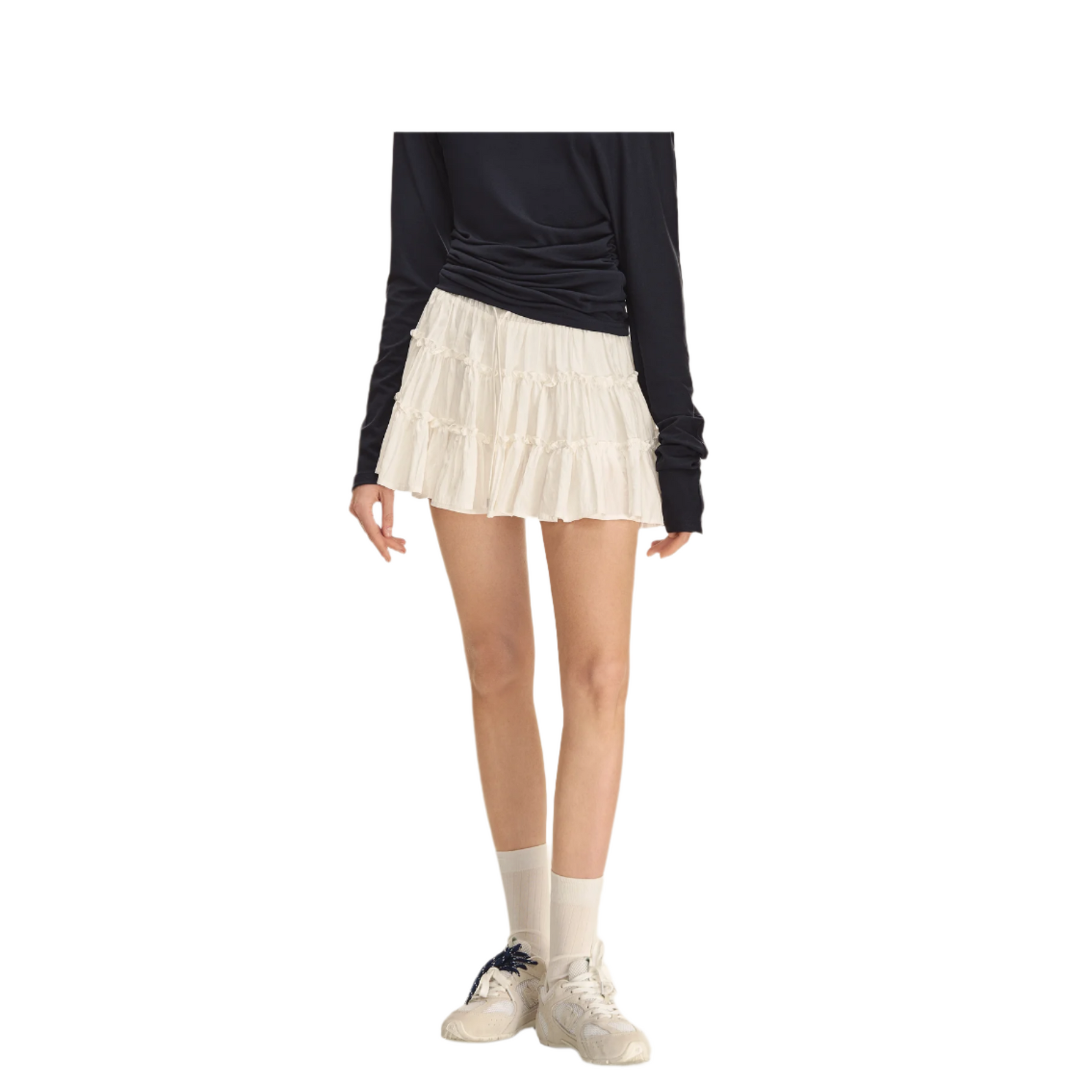 White three-layer puffy cake skirt