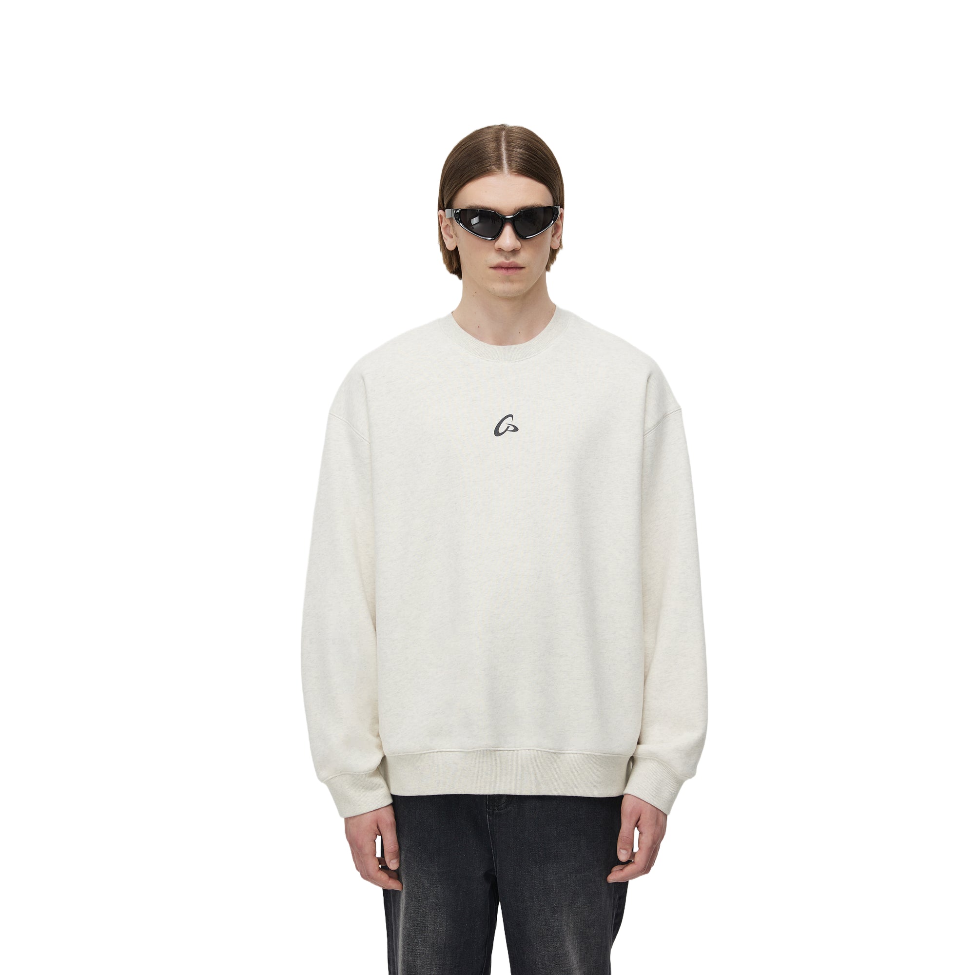 Oatmeal Frisbee Print Fleece Sweatshirt