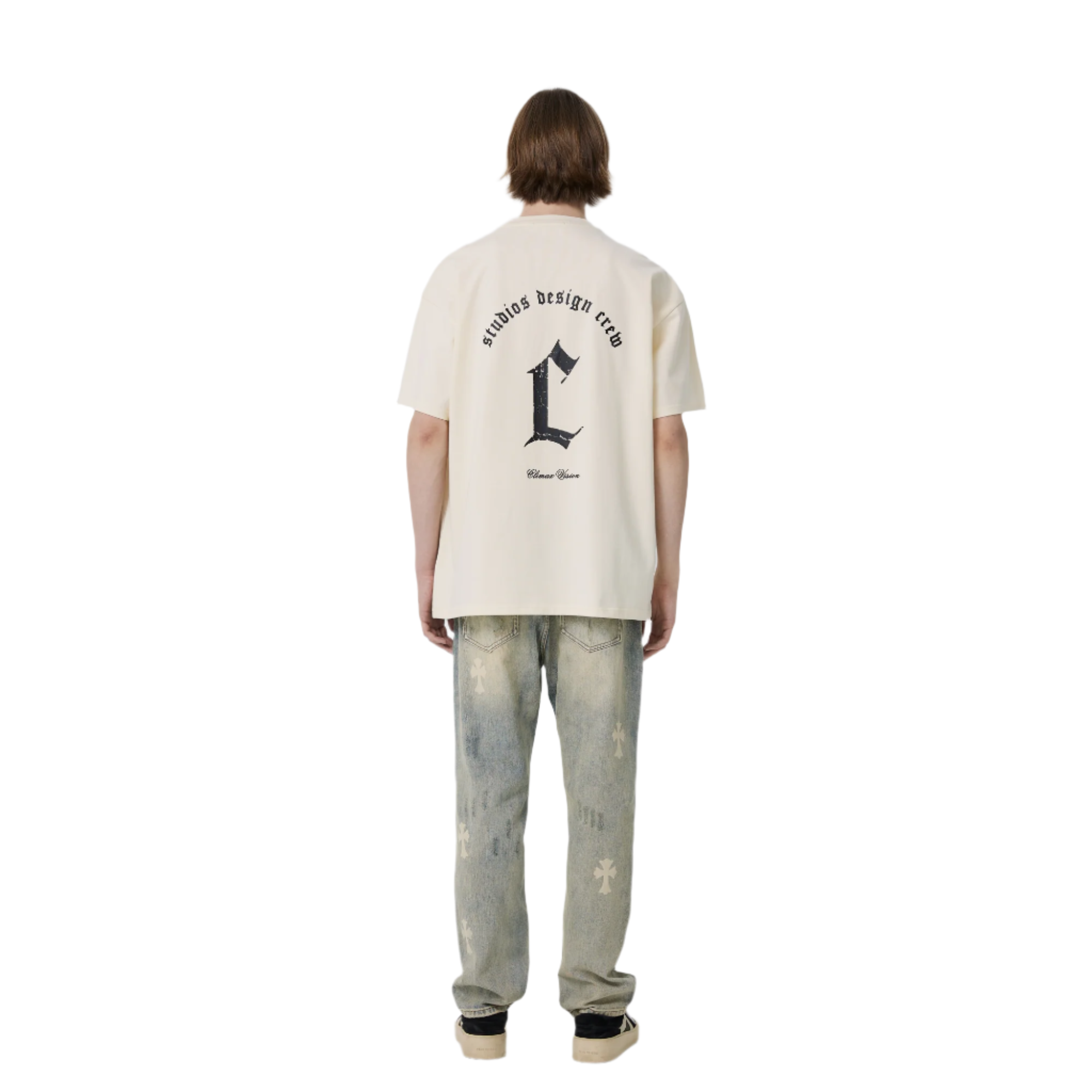 Cream Yellow Damaged C-shaped Short Sleeves