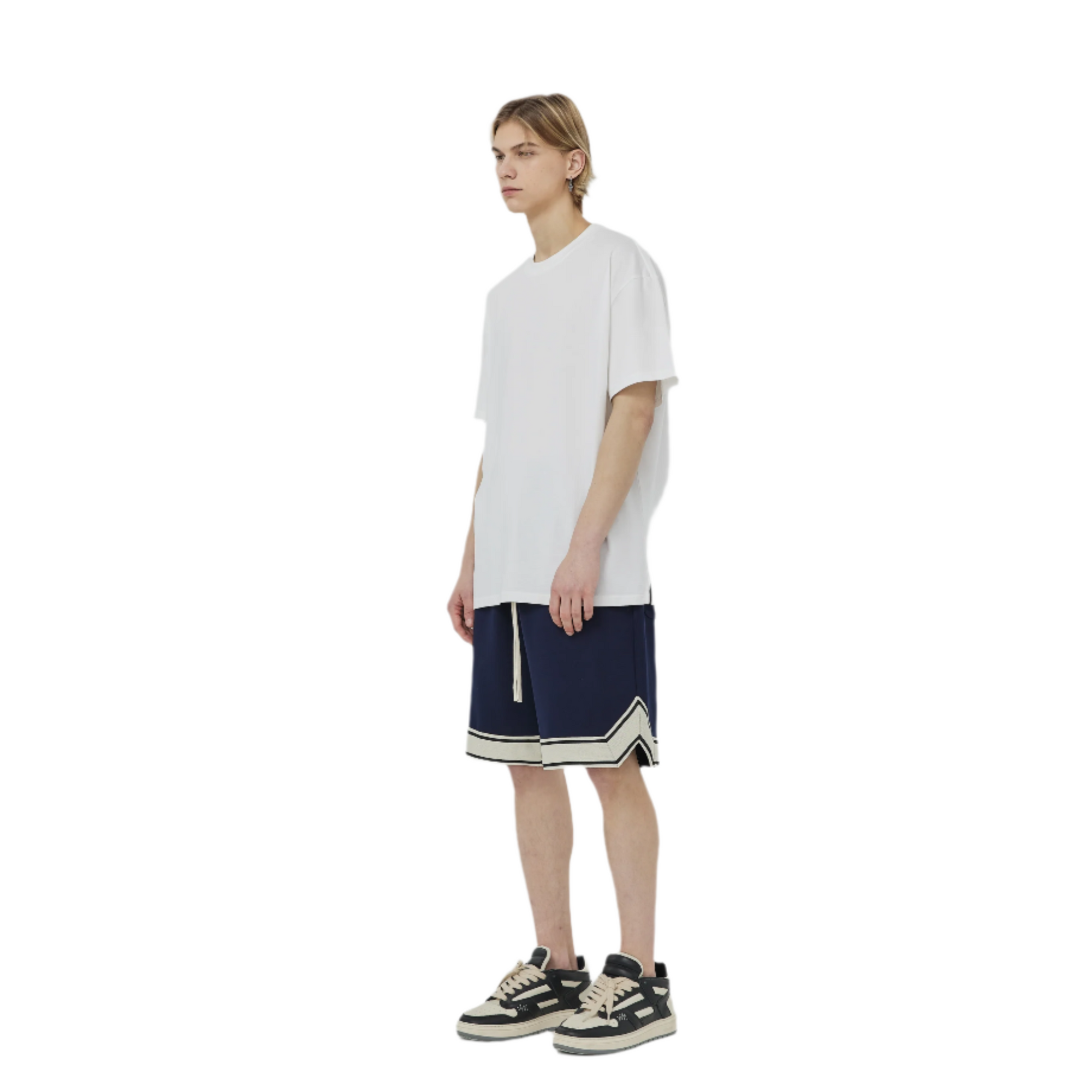 Navy Striped Hem Shorts