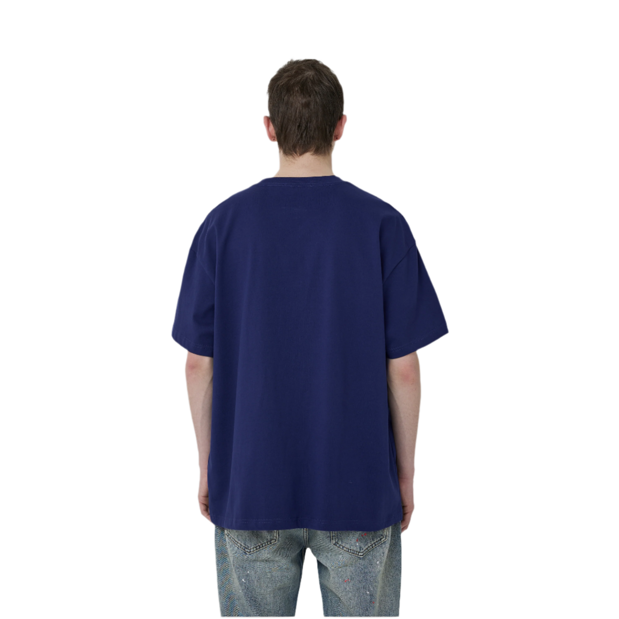 Royal Blue CV Grass Print Basic Short-sleeved T-shirt