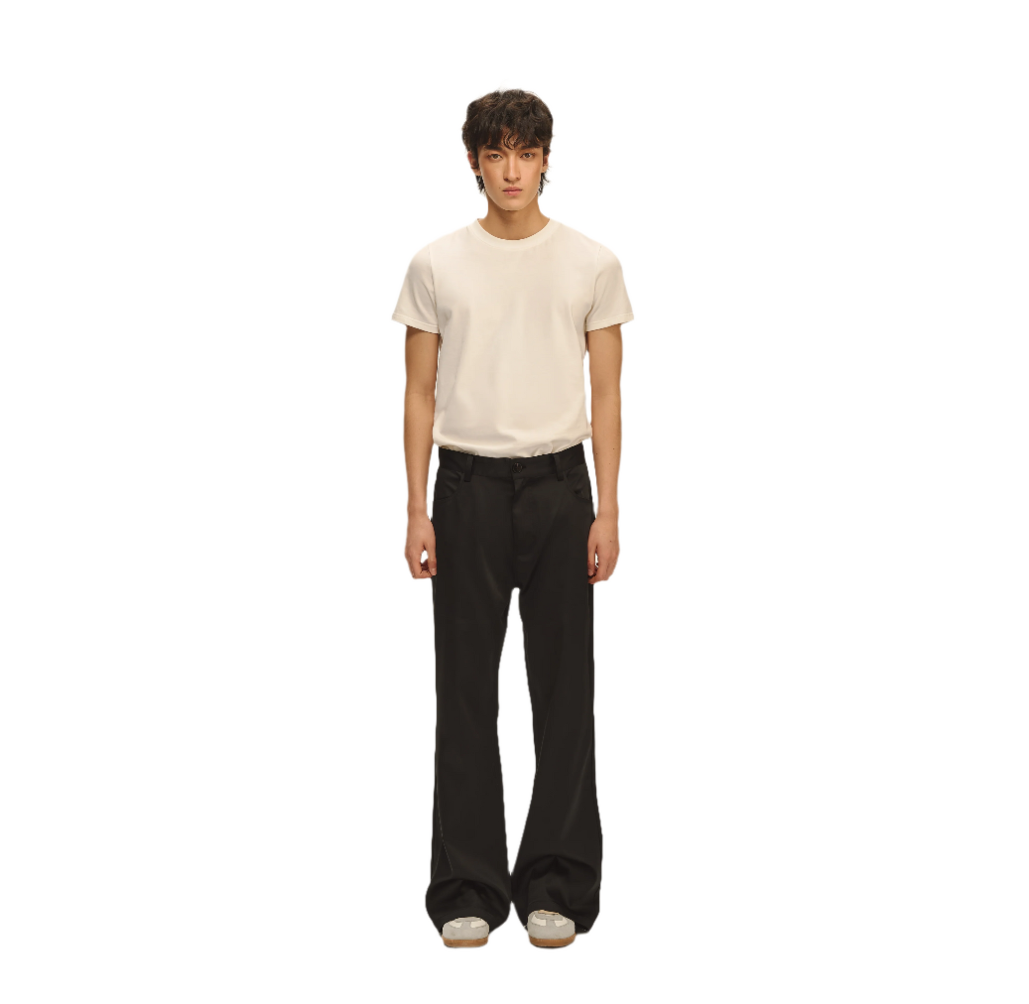 Black Flared Satin Slim Fit Trousers