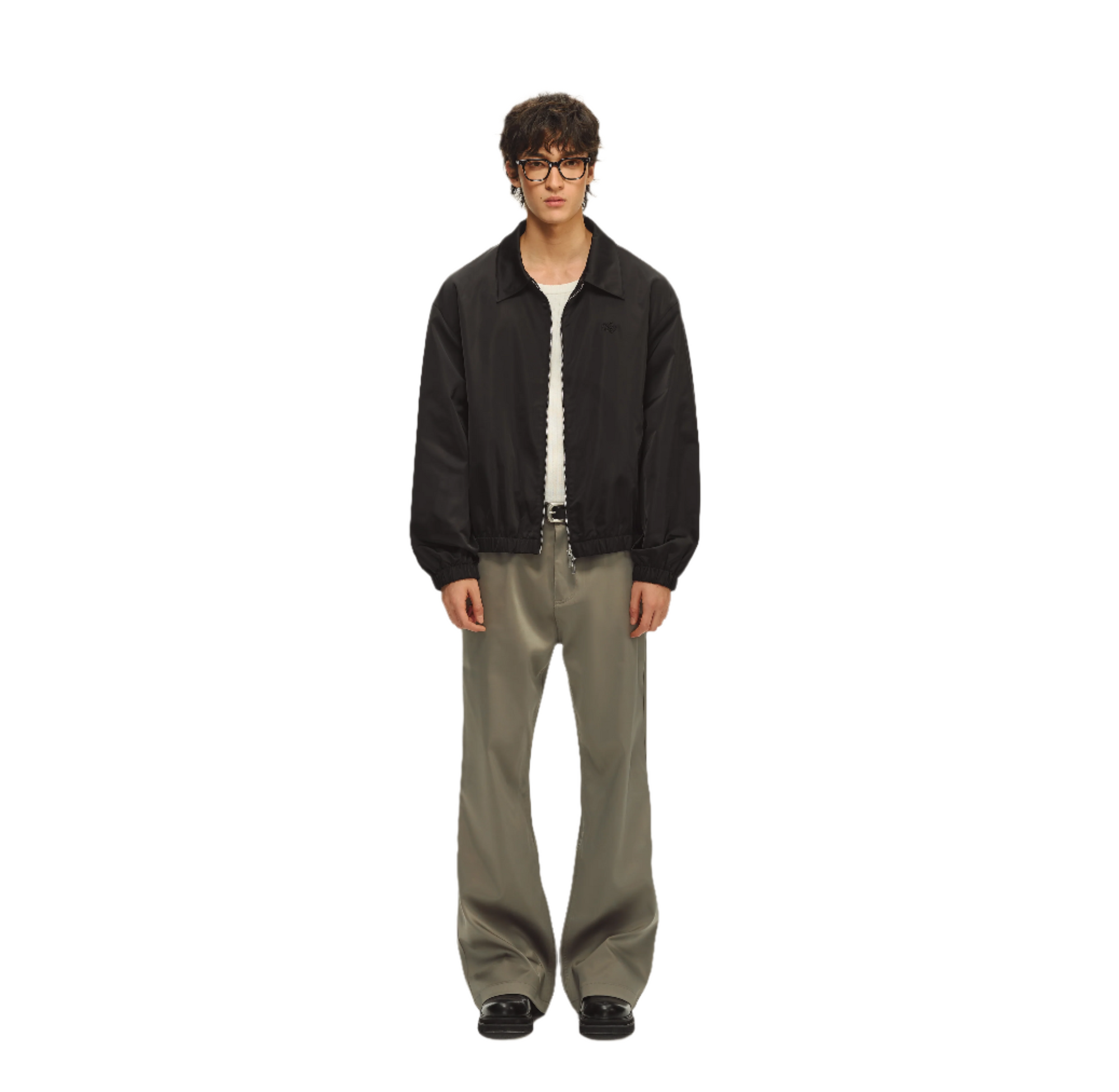 Sage Green Flared Satin Slim Fit Trousers