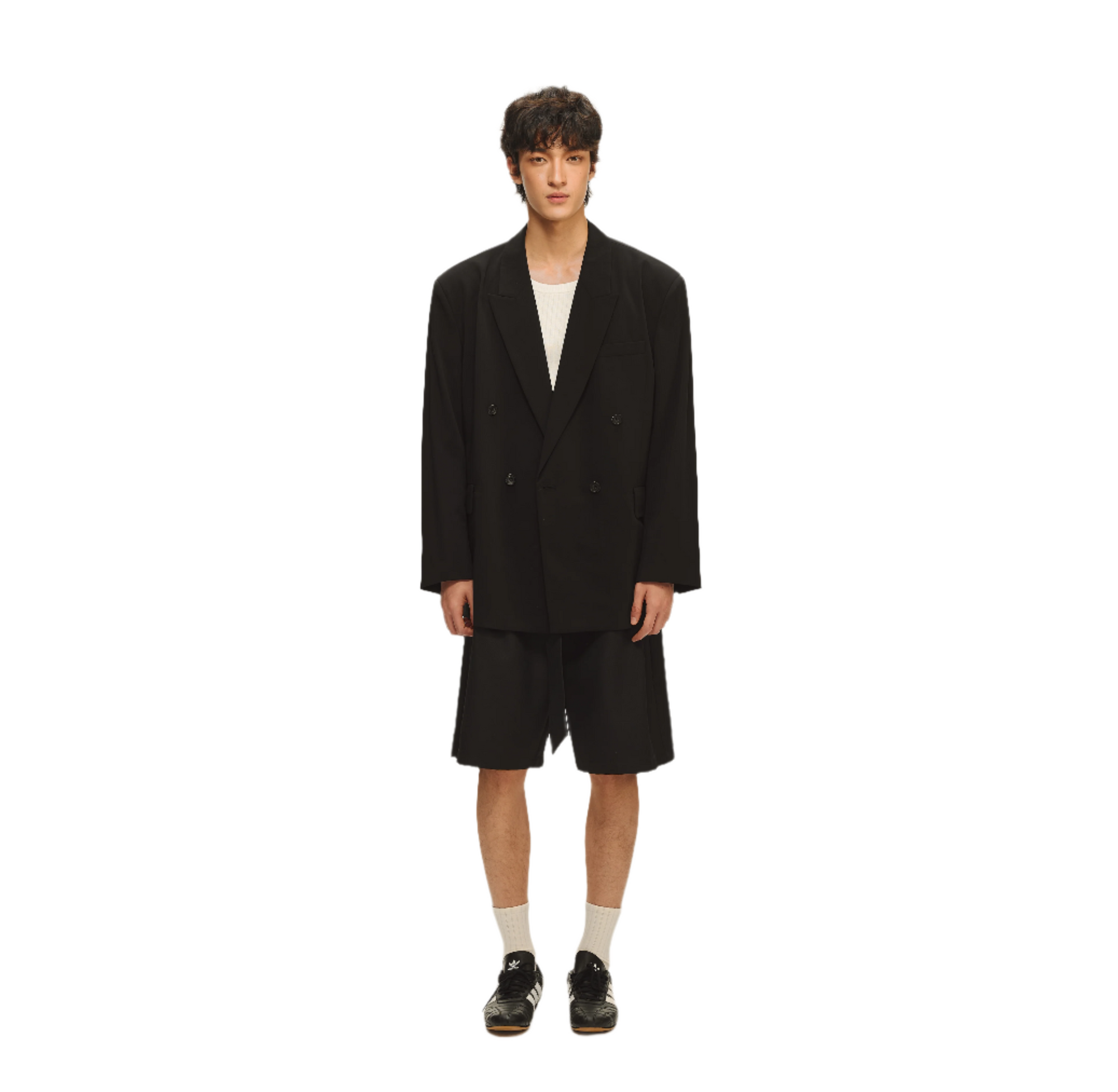 Black Draping Silhouette Casual Blazer