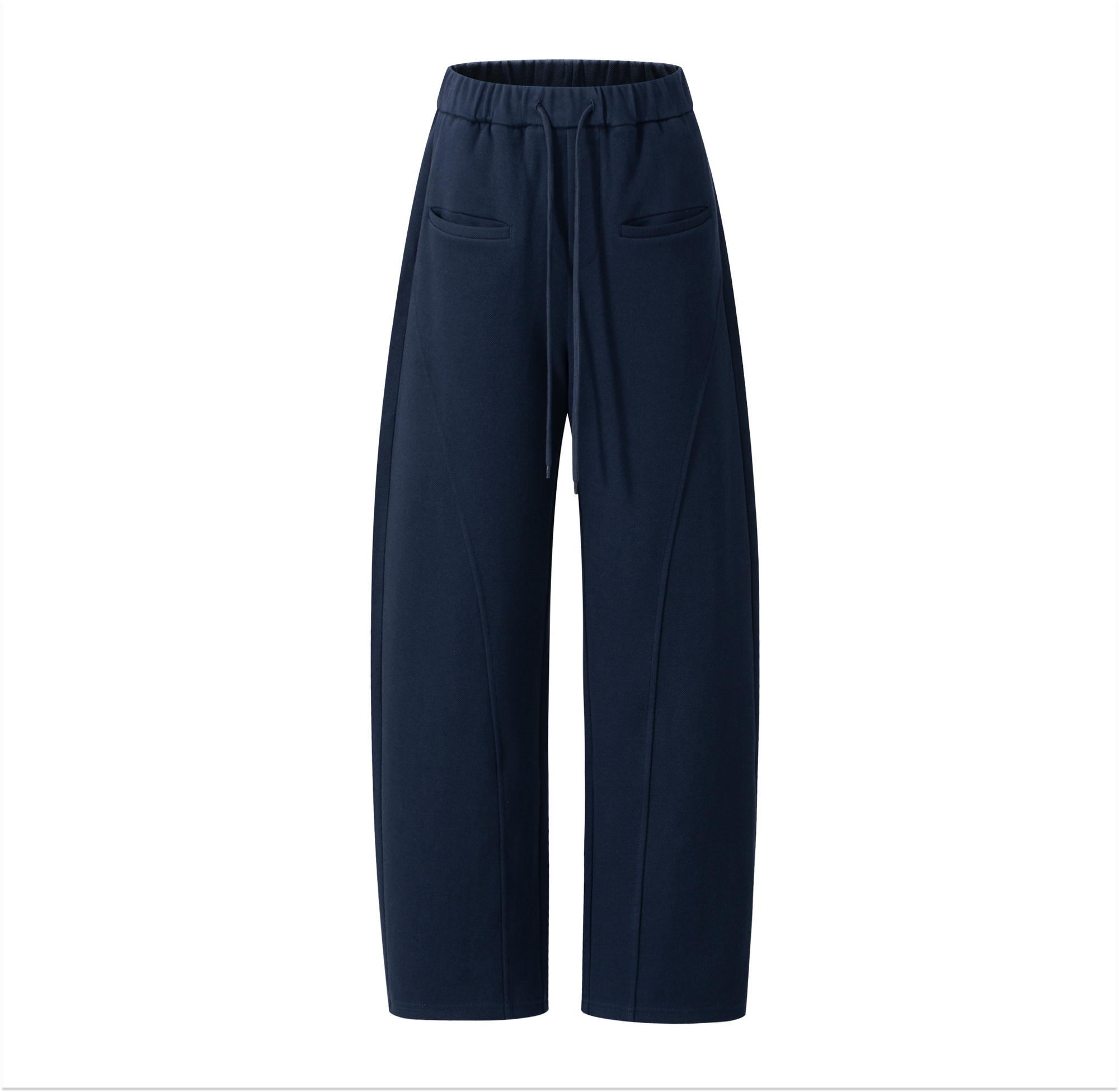Navy Curved Scimitar Casual Pants