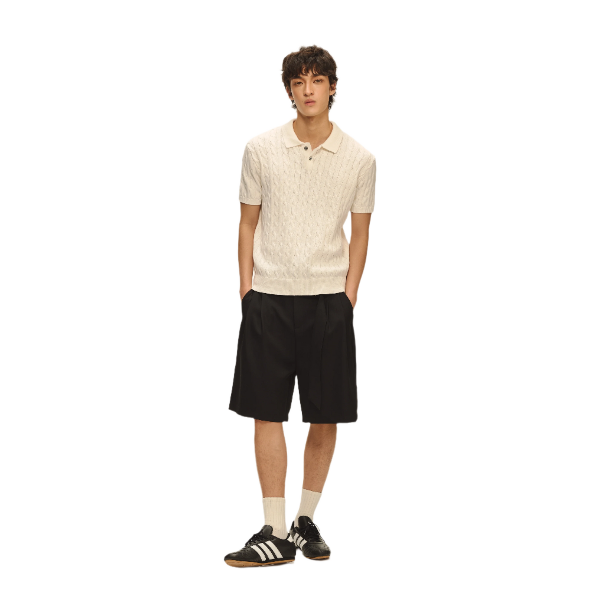 Off-white Cotton Yarn Classic Polo Collar Short Sleeves