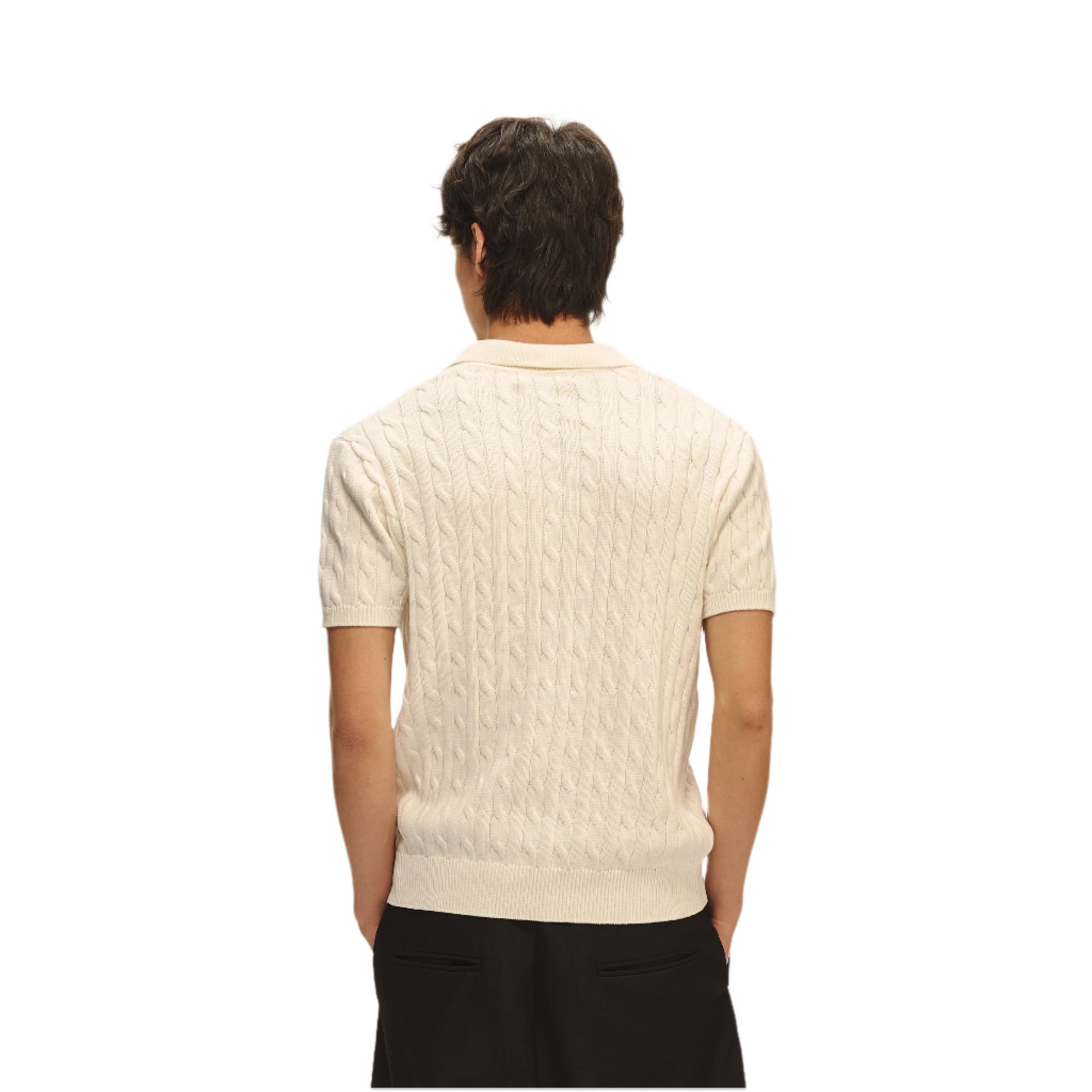 Off-white Cotton Yarn Classic Polo Collar Short Sleeves