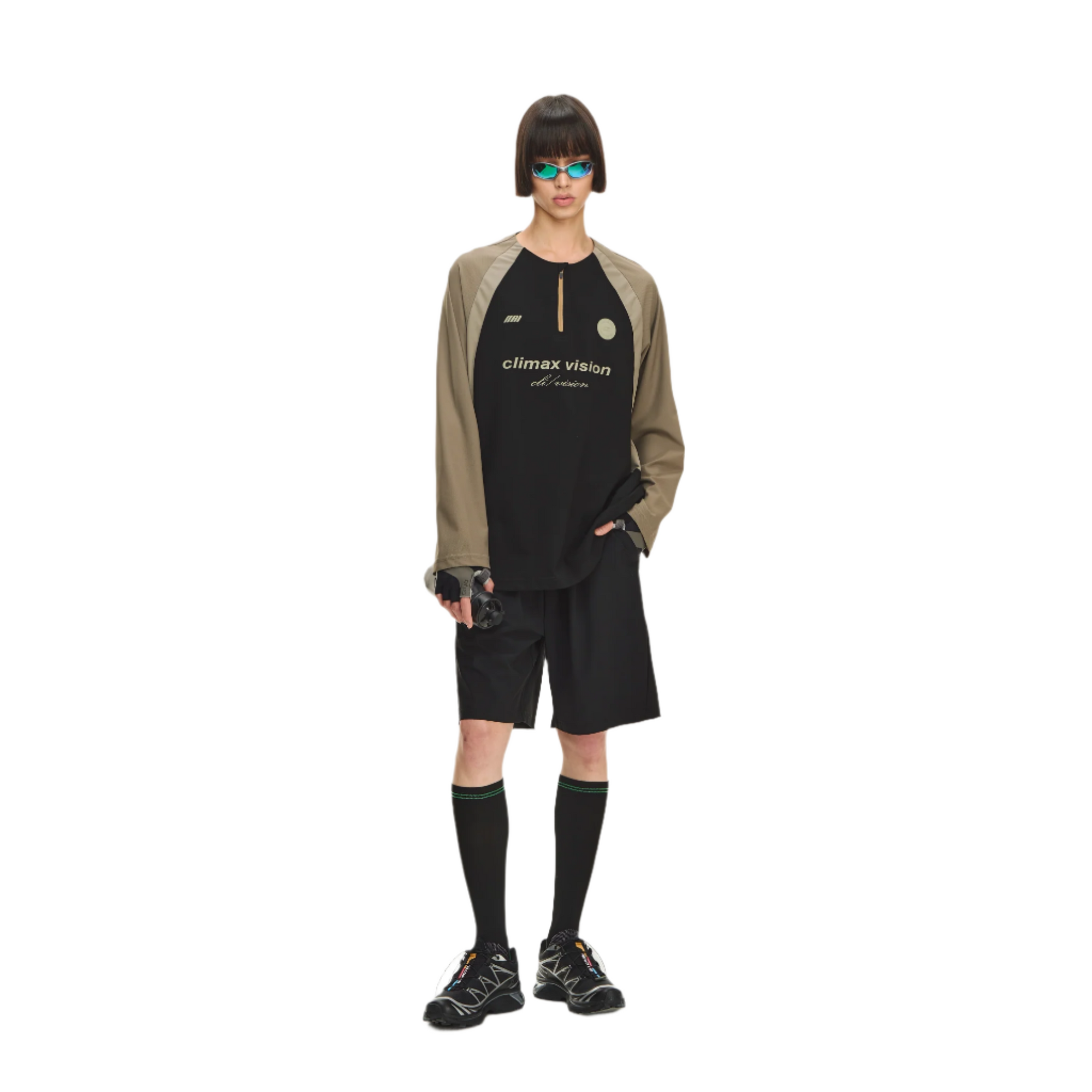 Classic Black Half Zip Training Jersey T-Shirt
