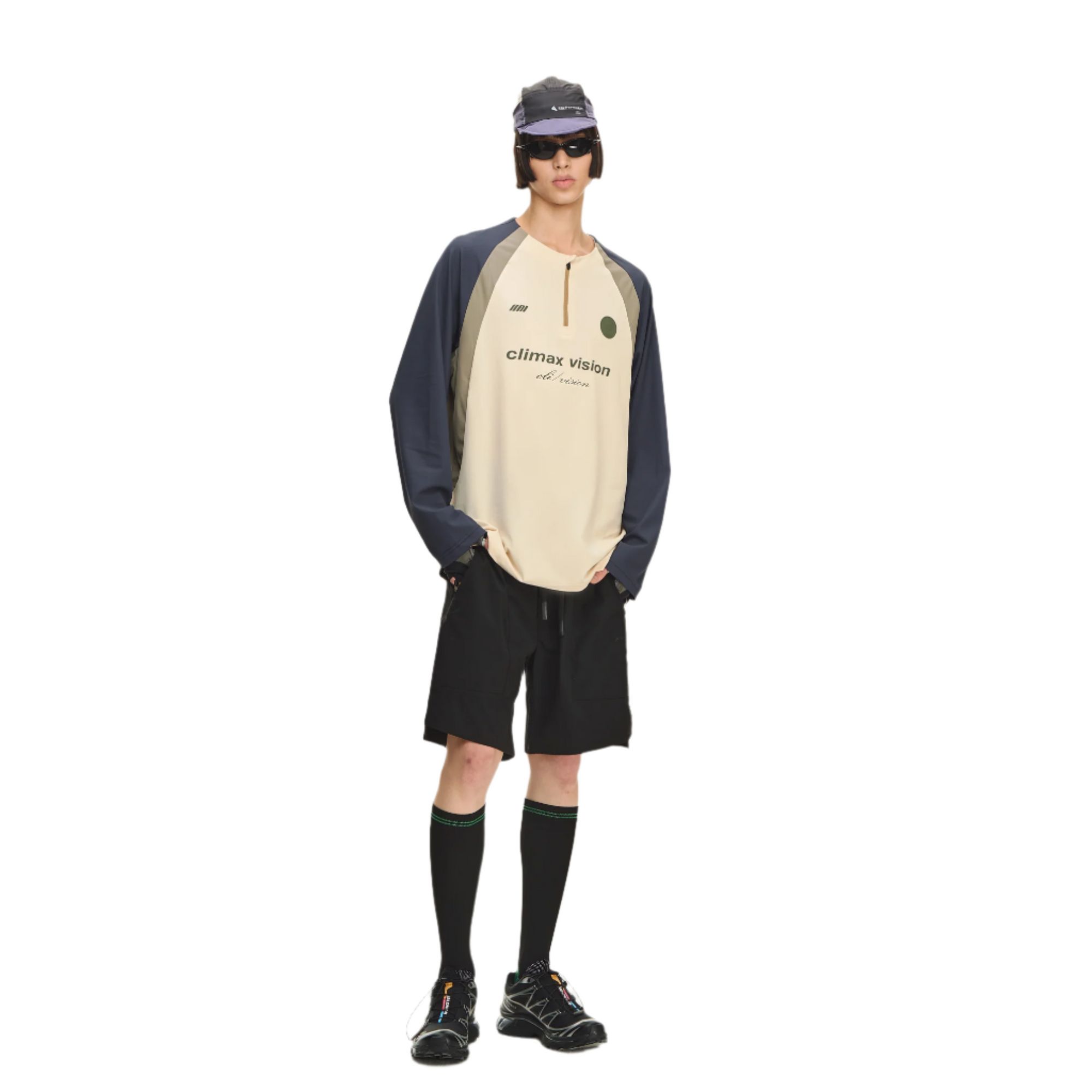 Beige Half Zip Training Jersey T-Shirt