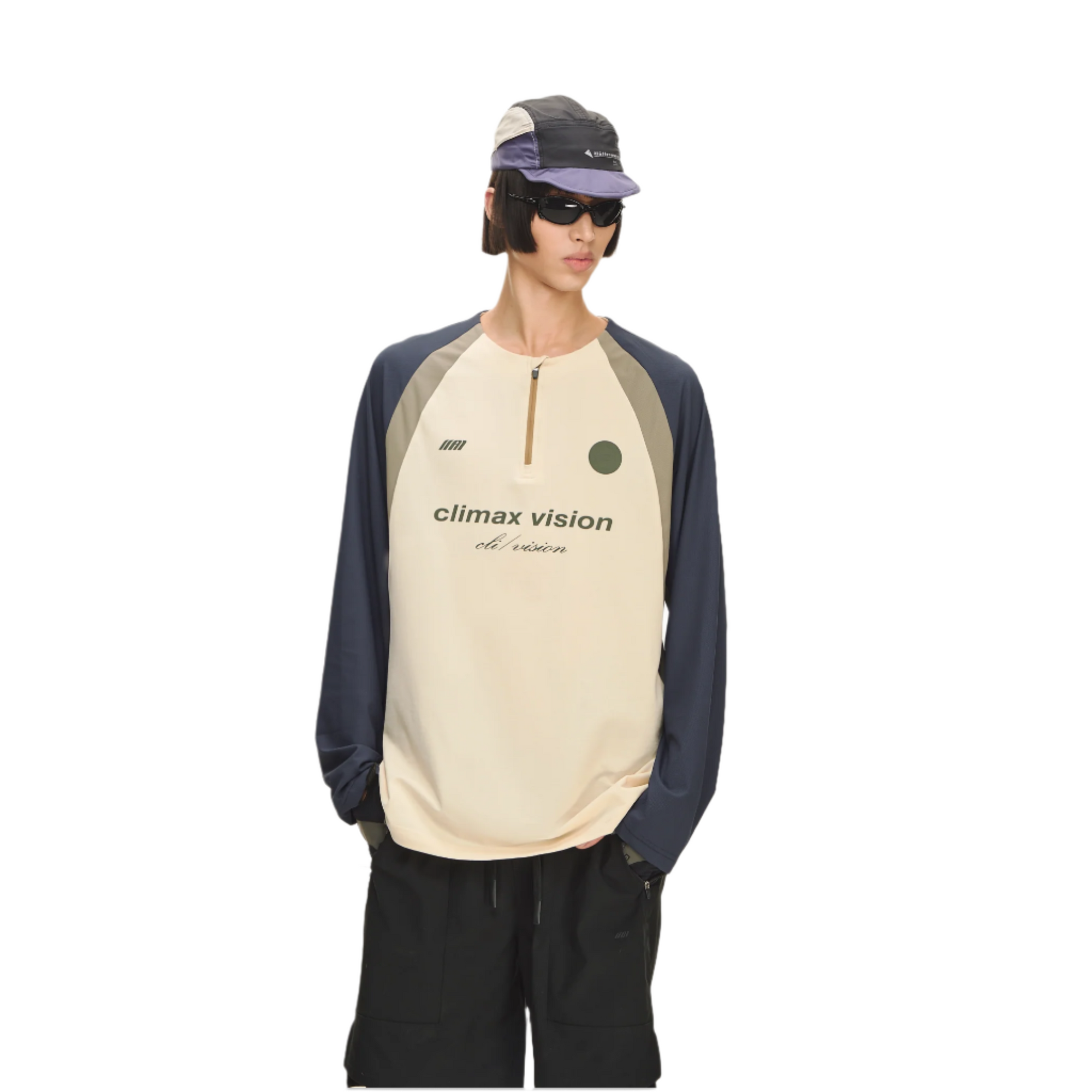Beige Half Zip Training Jersey T-Shirt