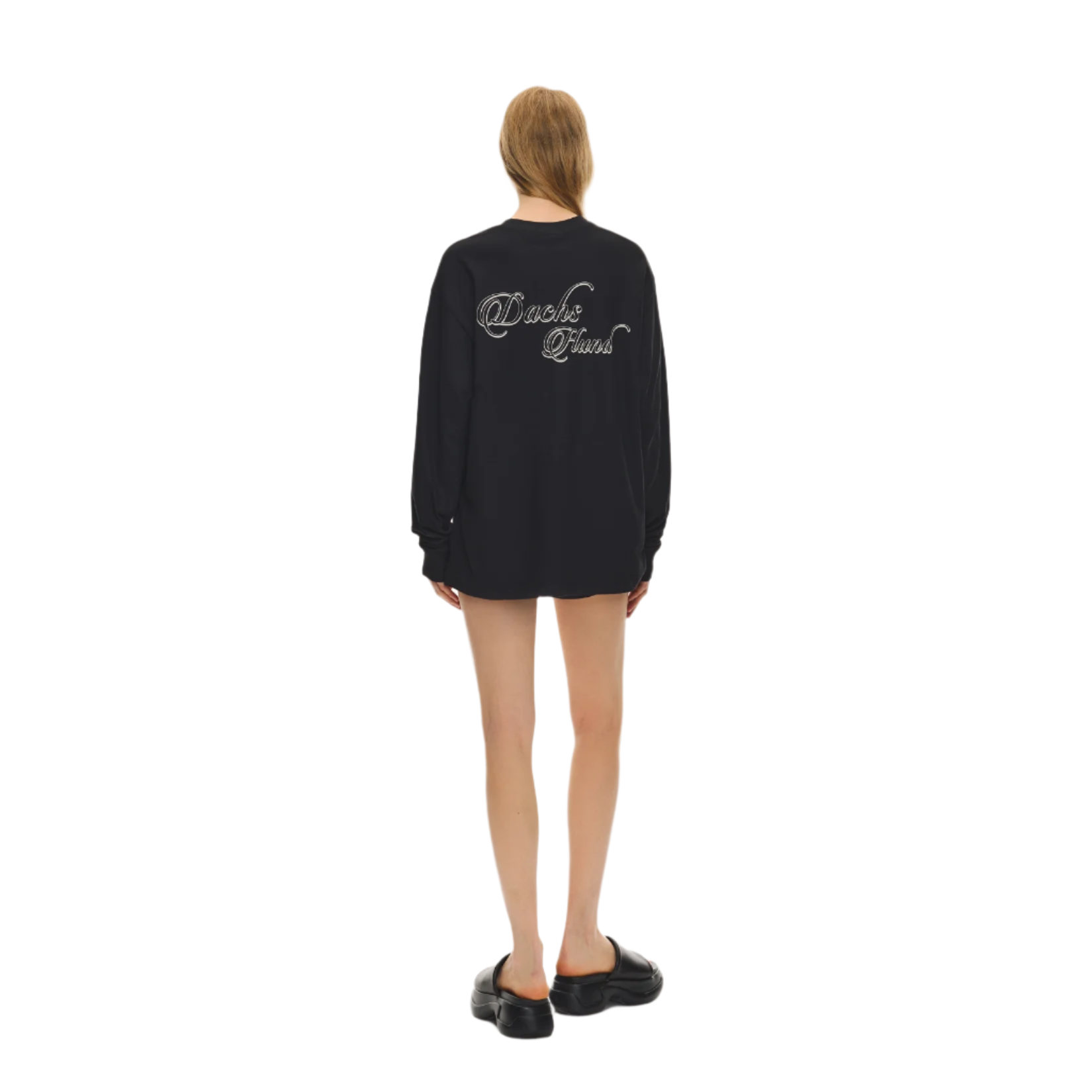 Black Strong Twist Cotton Puppy Embroidery Long Sleeves