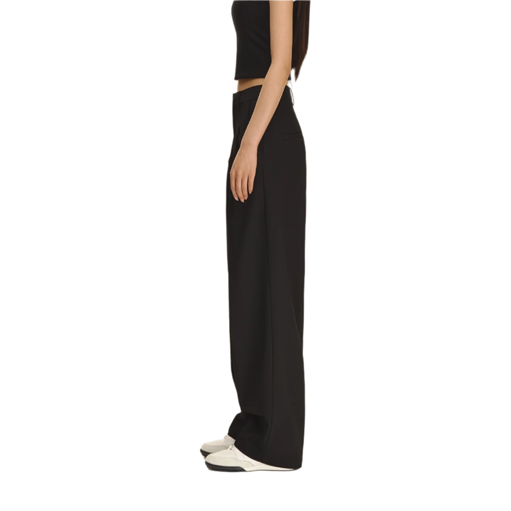 Black High Waist Straight Trousers