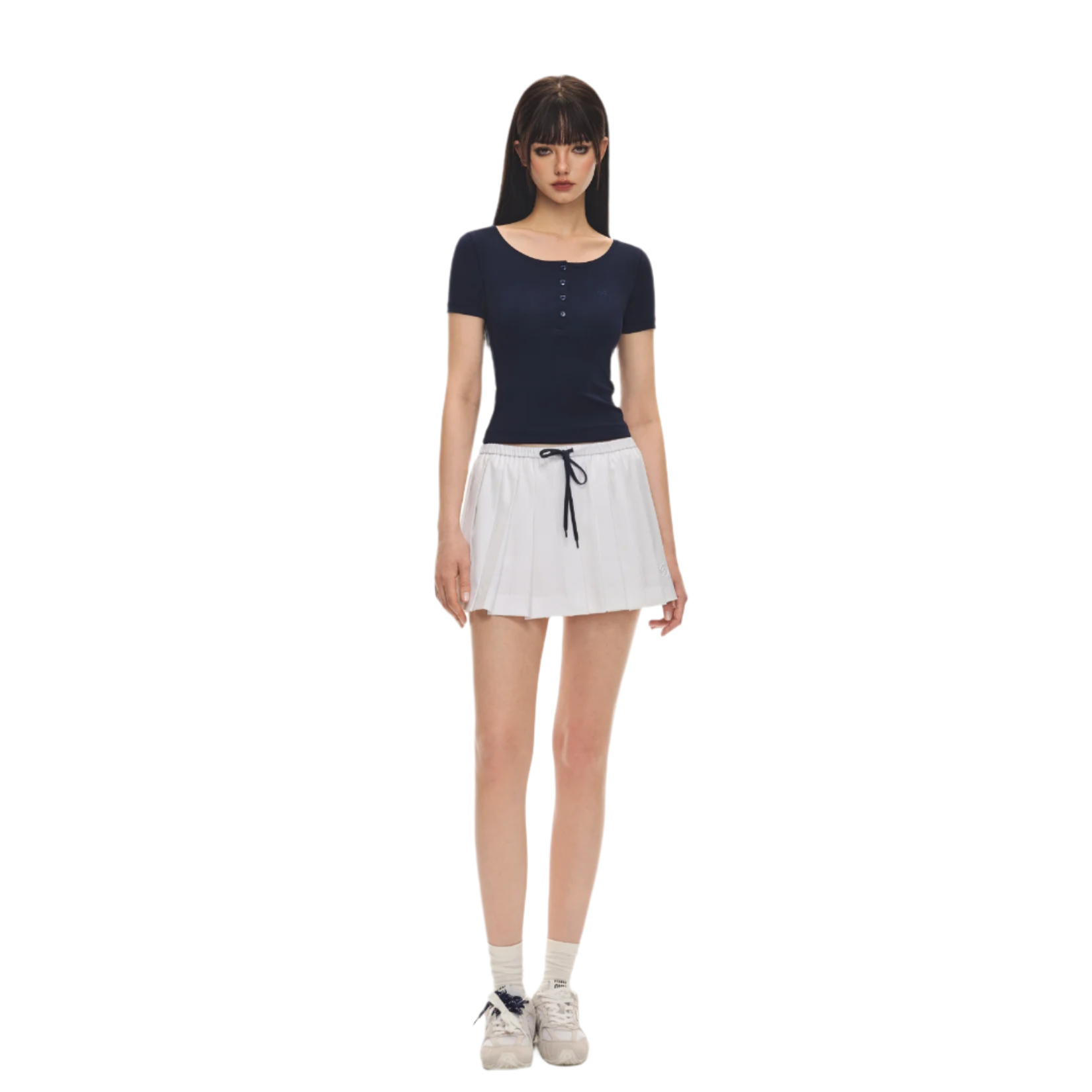 White drawstring sports skort