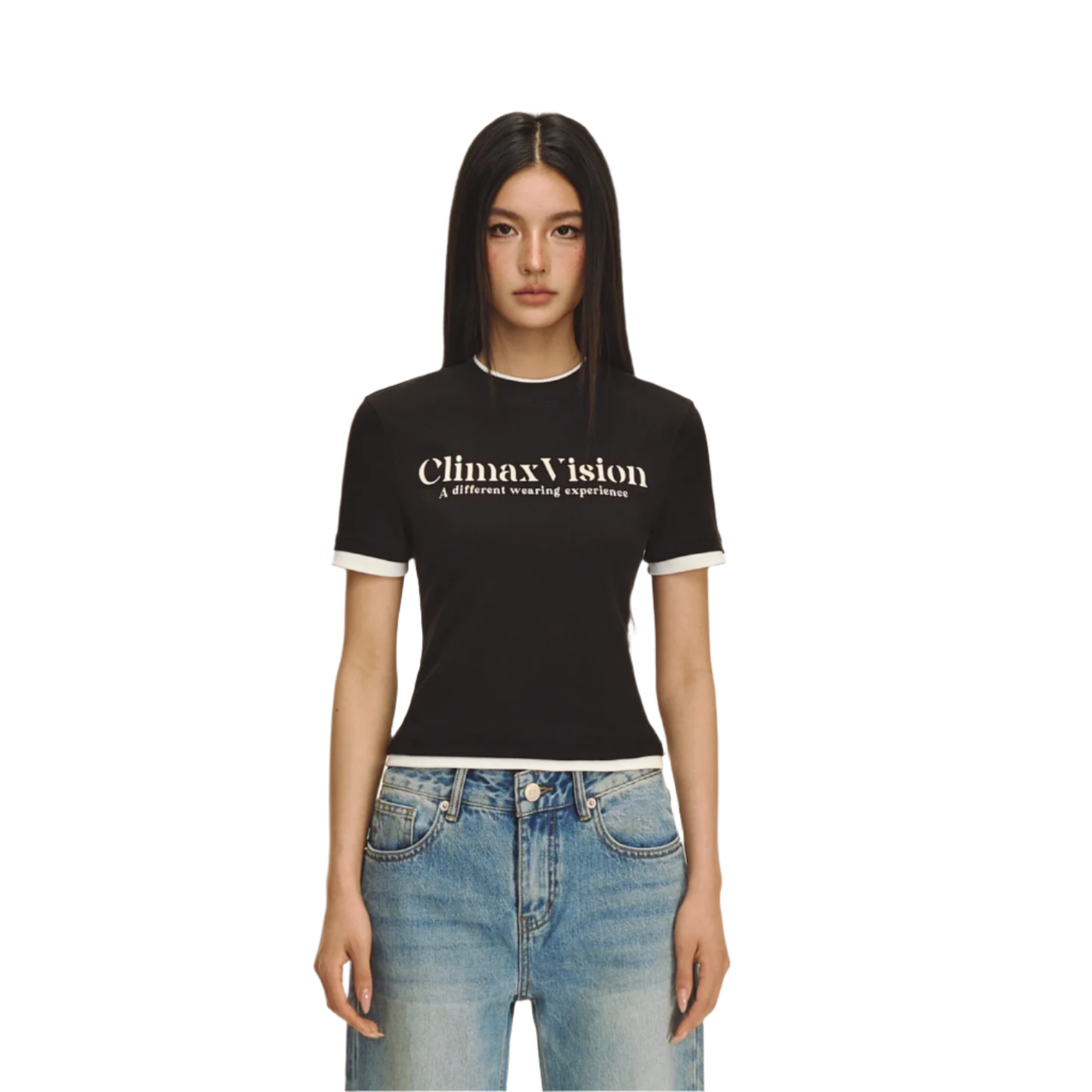 Black retro fake two-piece short sleeves