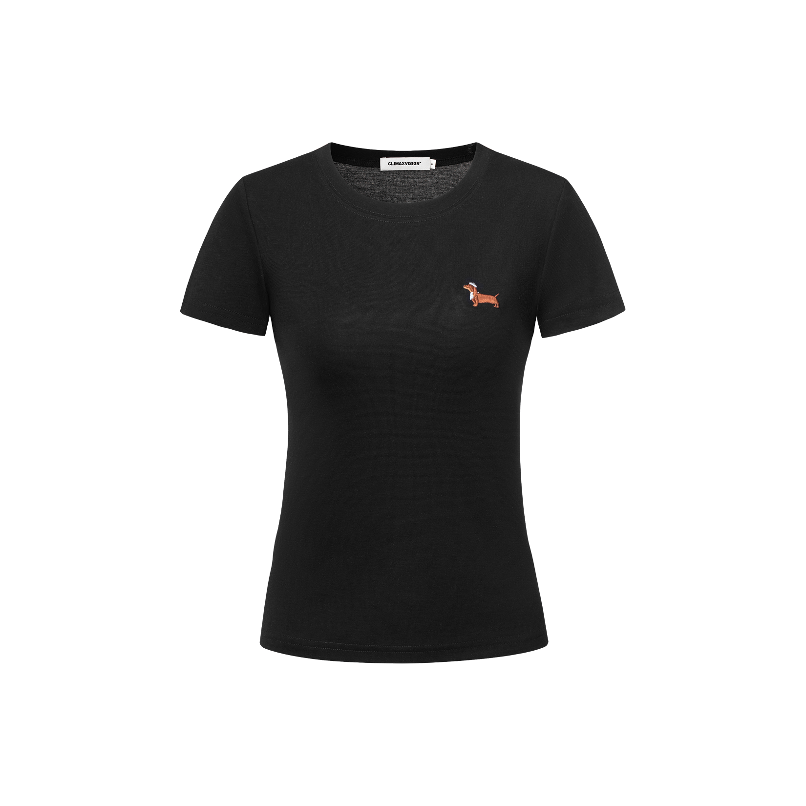 Black Skin-friendly Puppy Embroidery Short Sleeve