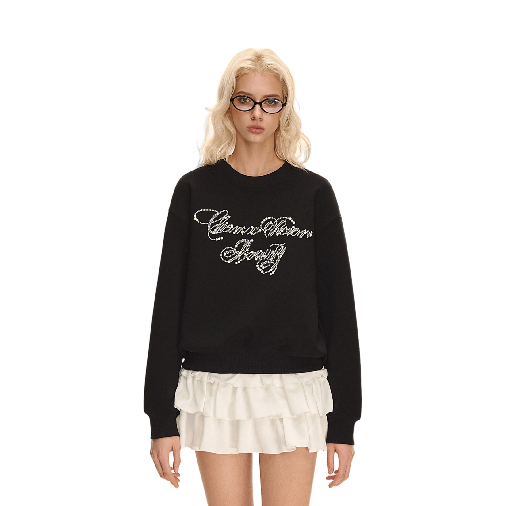Black Pearl Rhinestone Crewneck Sweatshirt