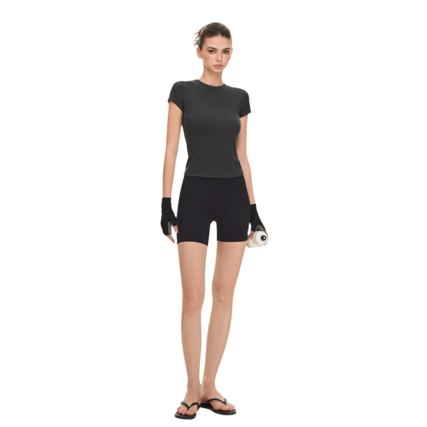 Black High Waist Yoga Shorts