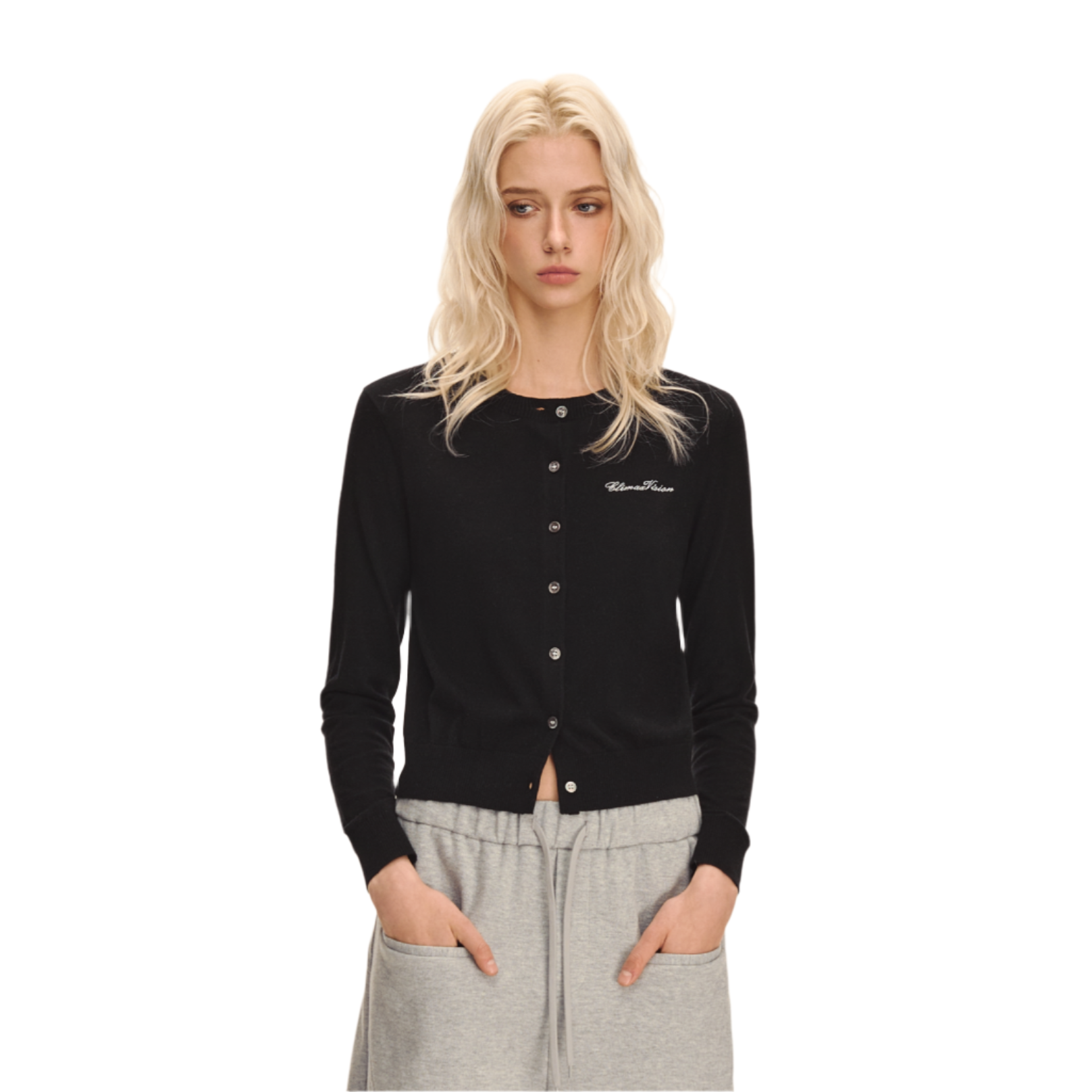 Black Silk and Wool Blend Cardigan