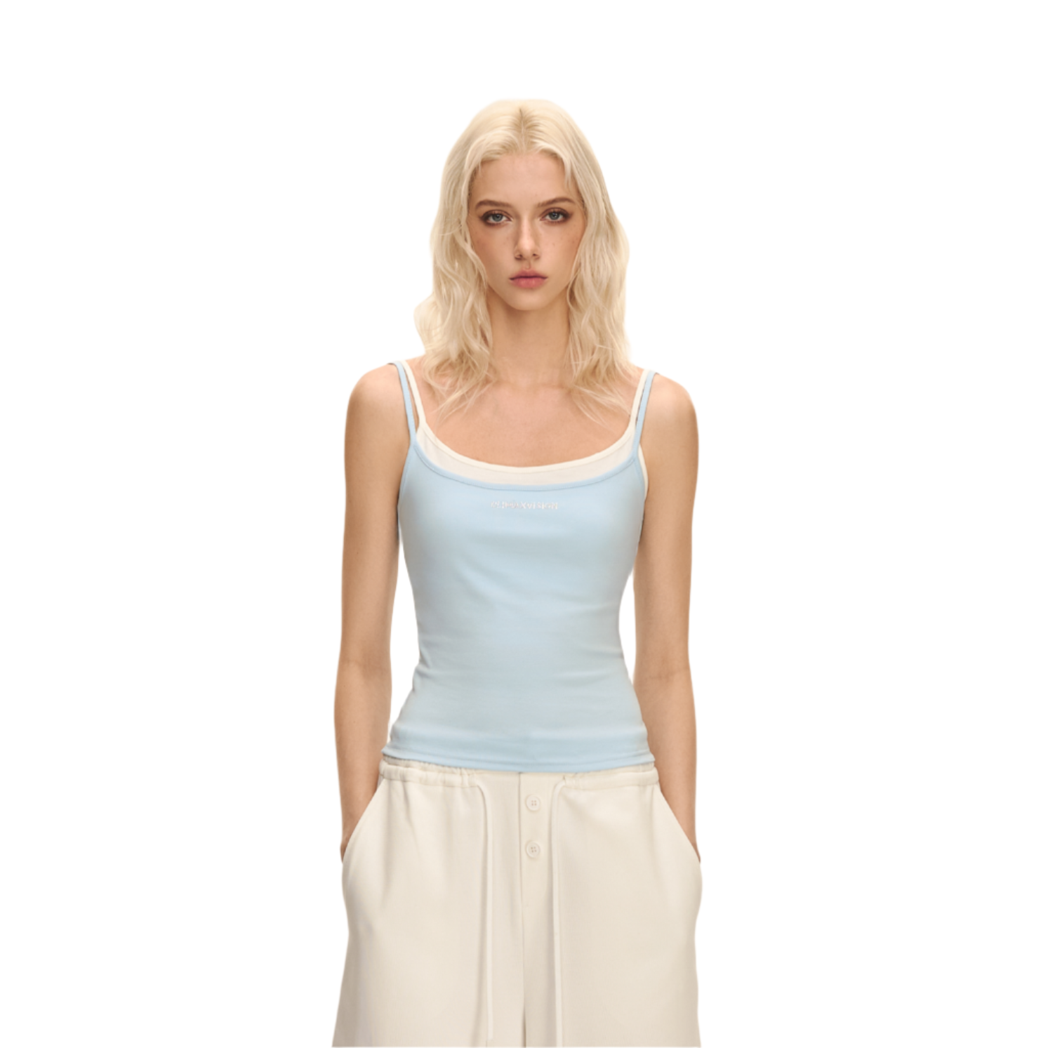 Water blue diamond fake two-piece sling