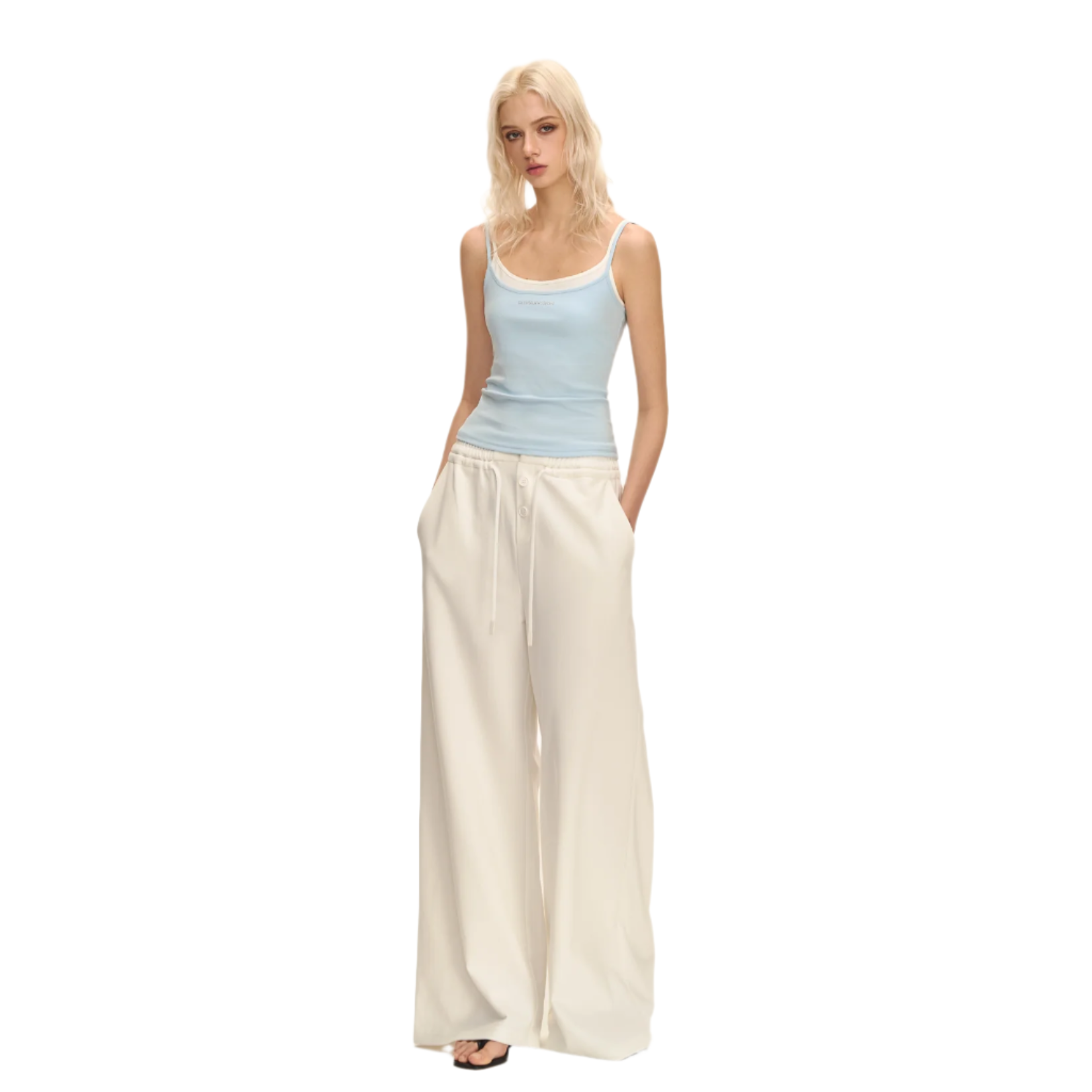 Water blue diamond fake two-piece sling