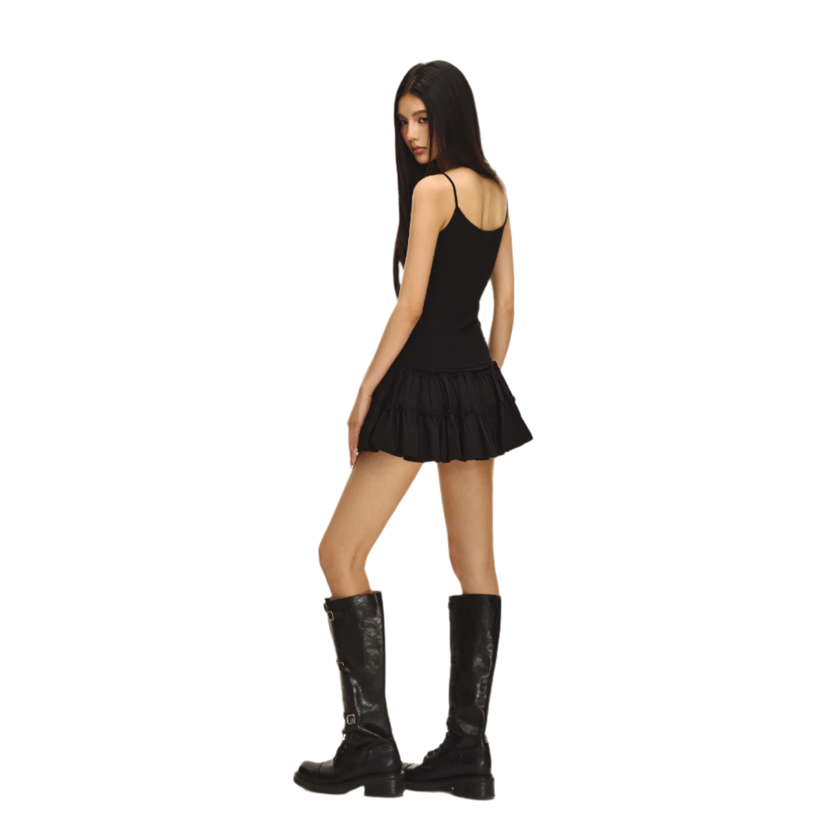 Black Skin-Friendly Button Tank Top
