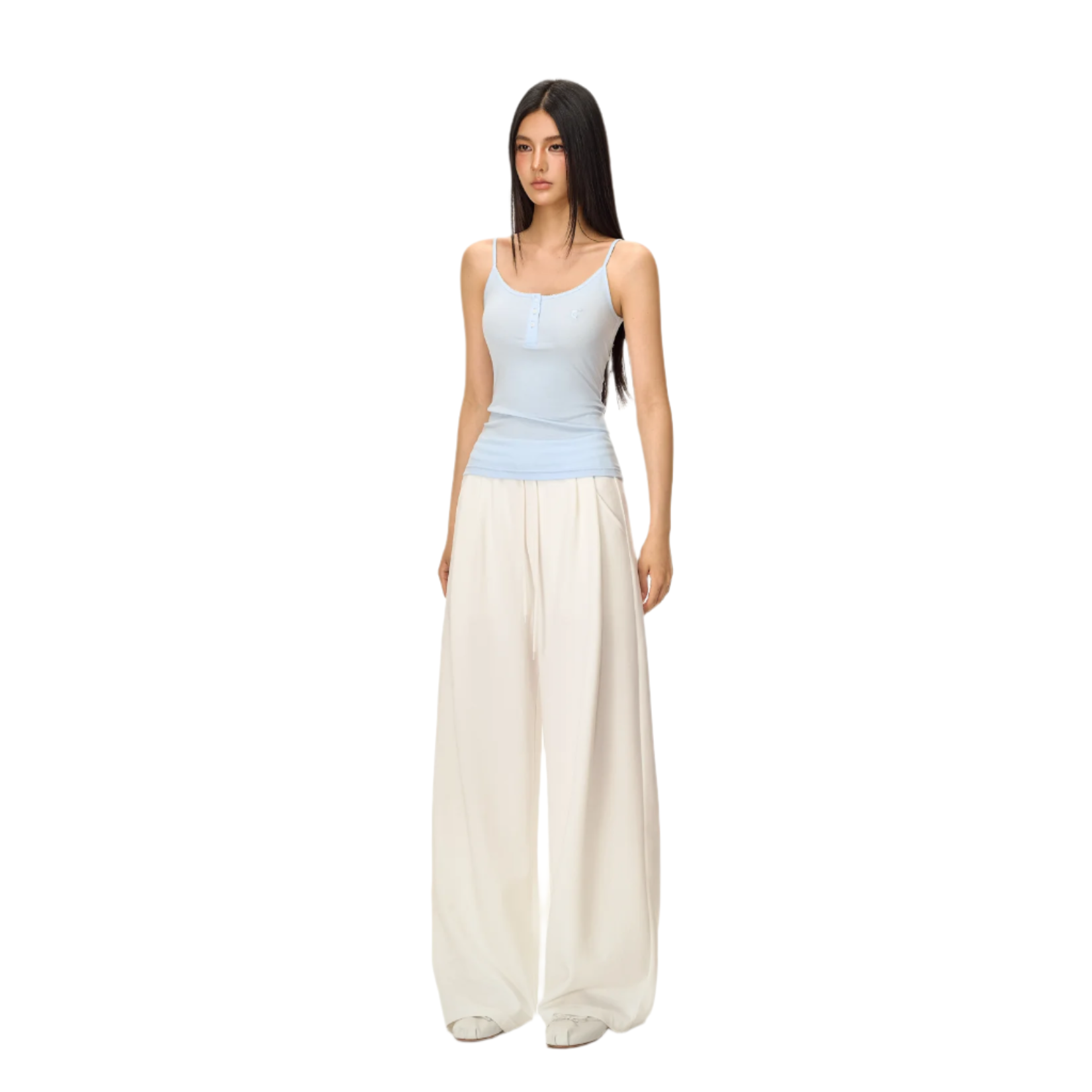 Light blue skin-friendly button vest