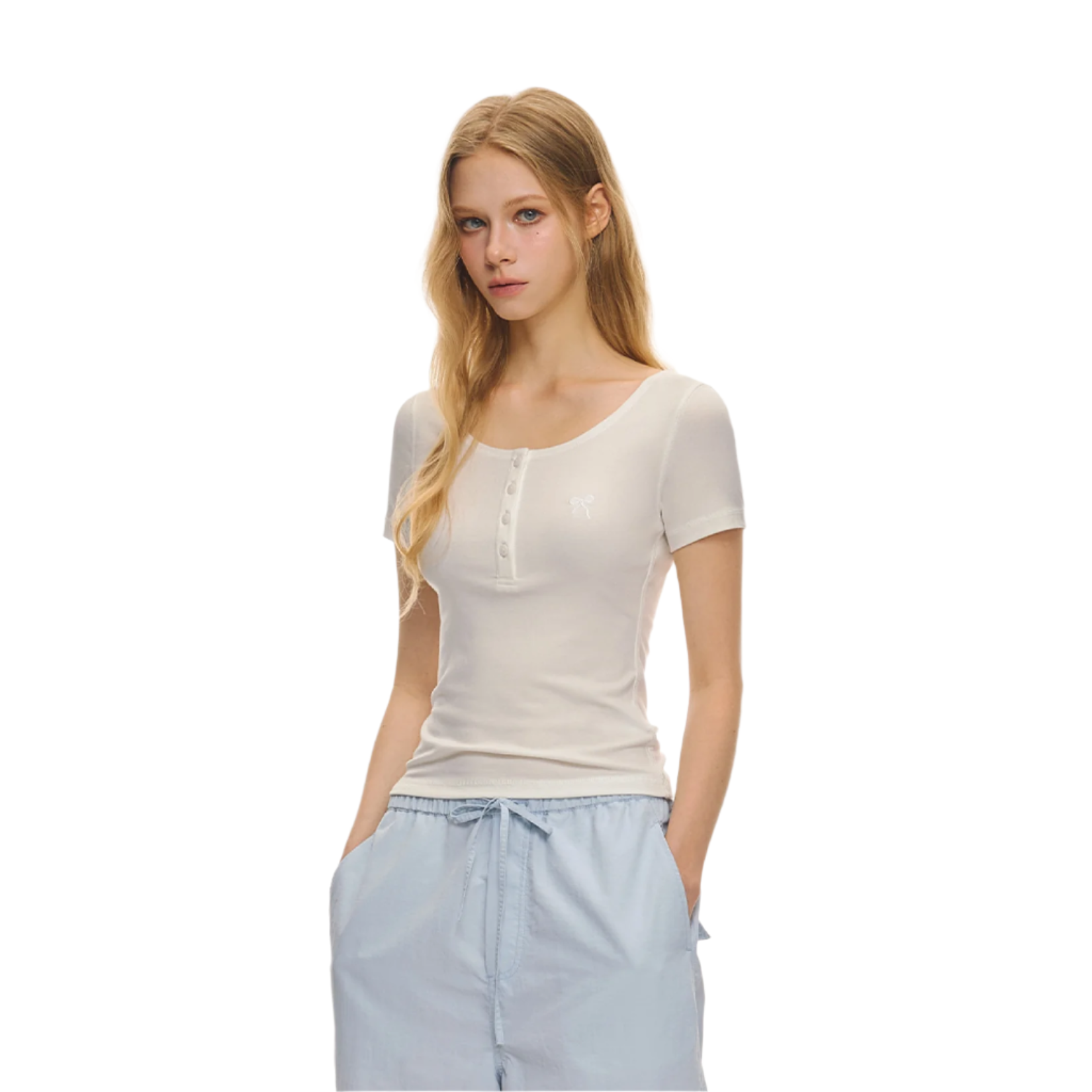 White light embroidered short sleeves
