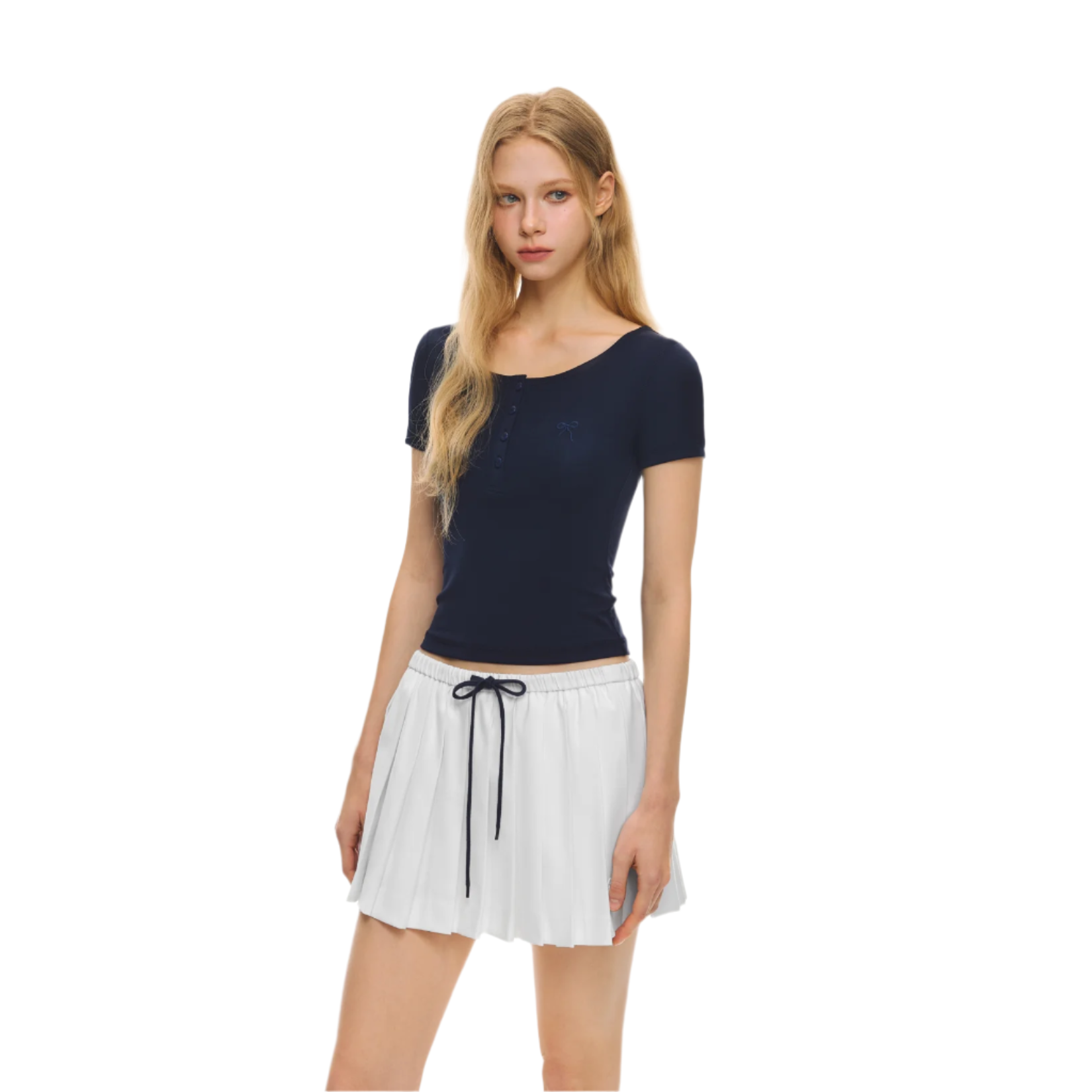 Navy Light Embroidered Short Sleeves