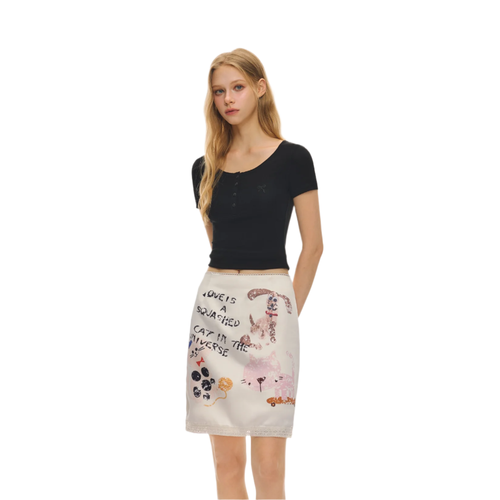 Black light embroidered short sleeves