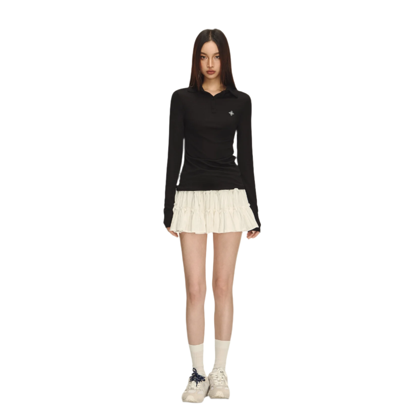 White three-layer puffy cake skirt