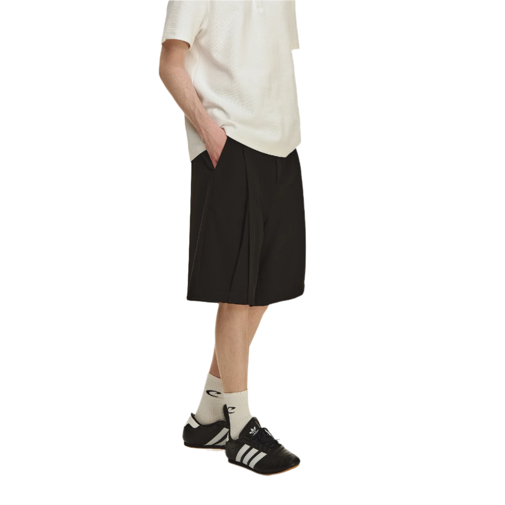 Black casual suit shorts