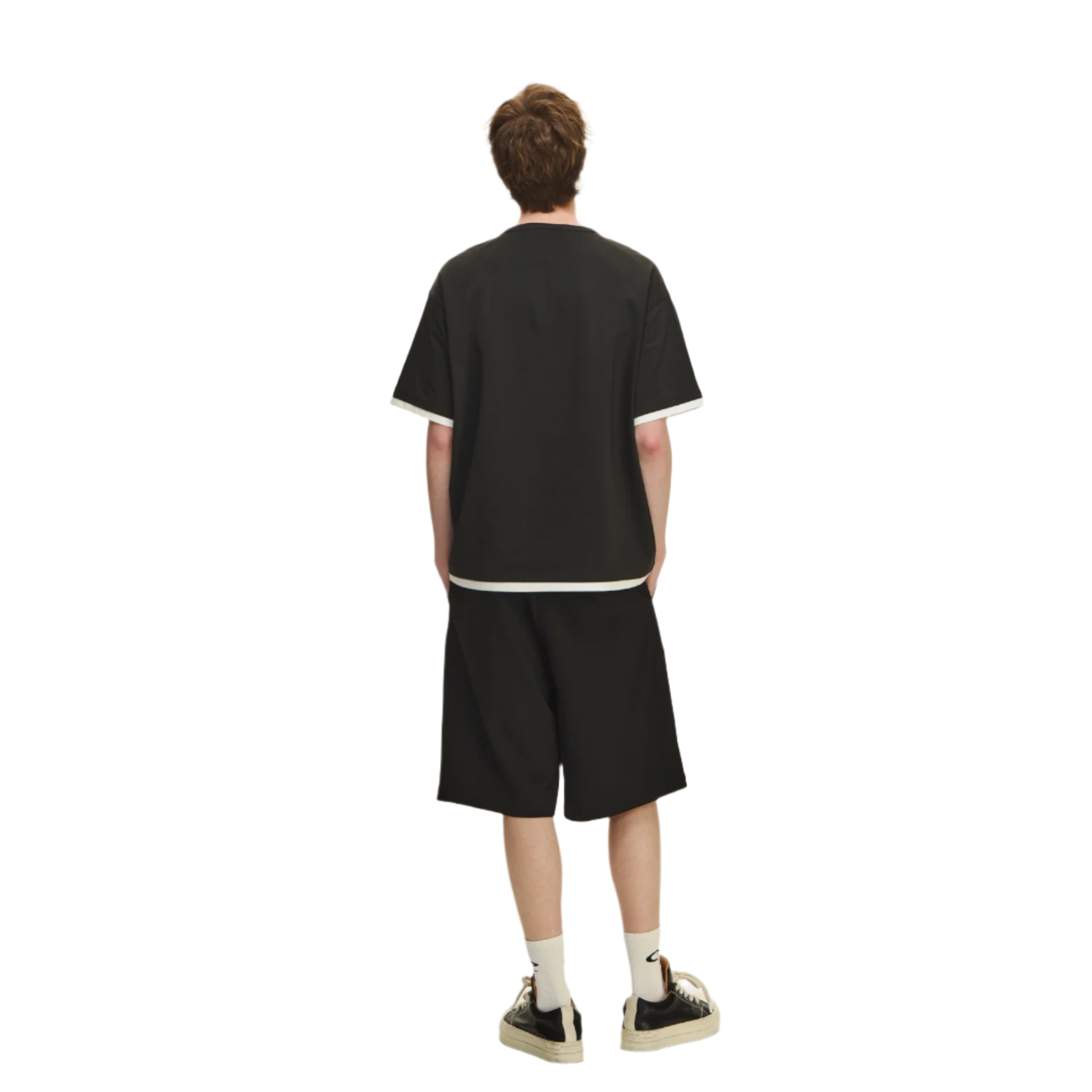 Black casual suit shorts