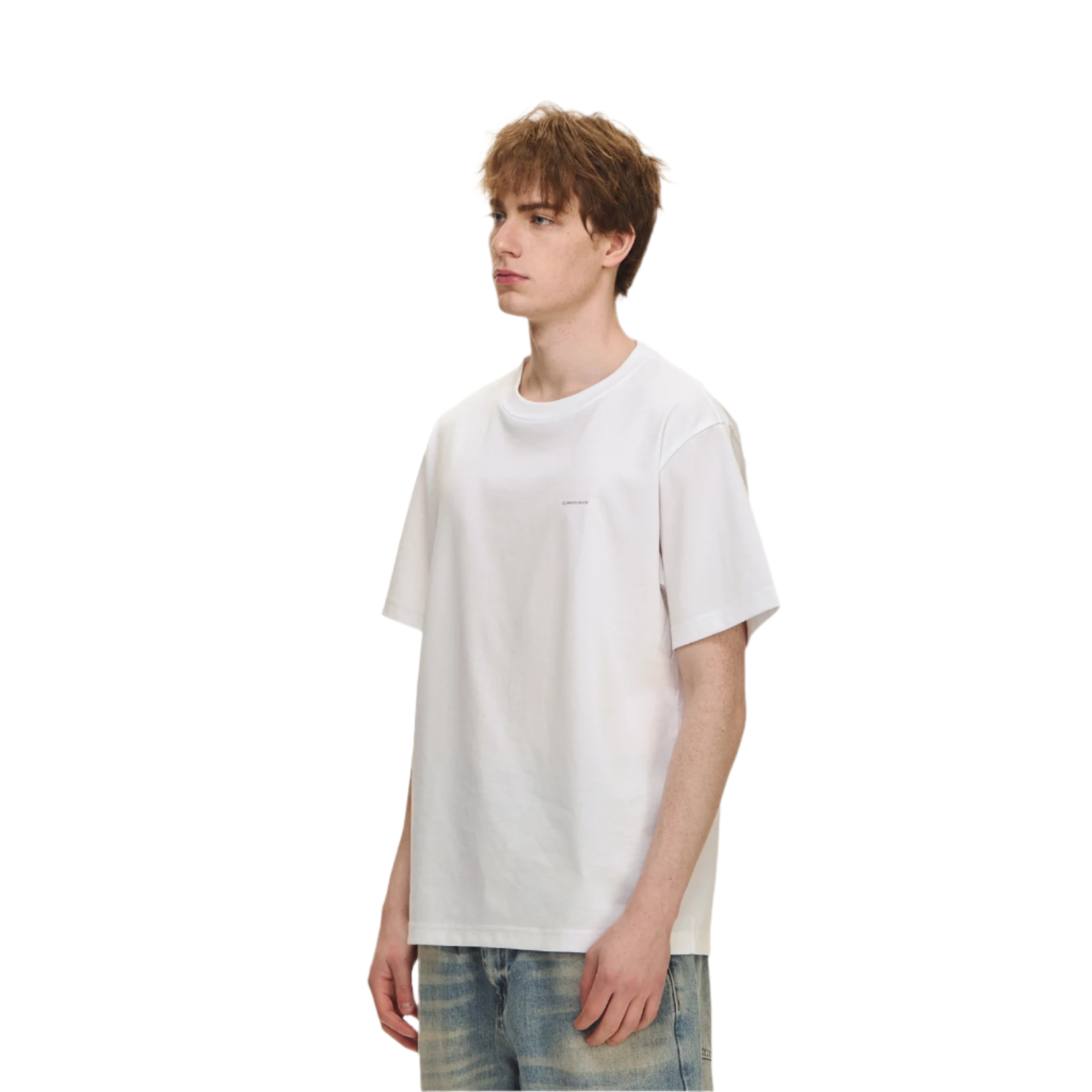 White minimalist yarn cool short sleeves