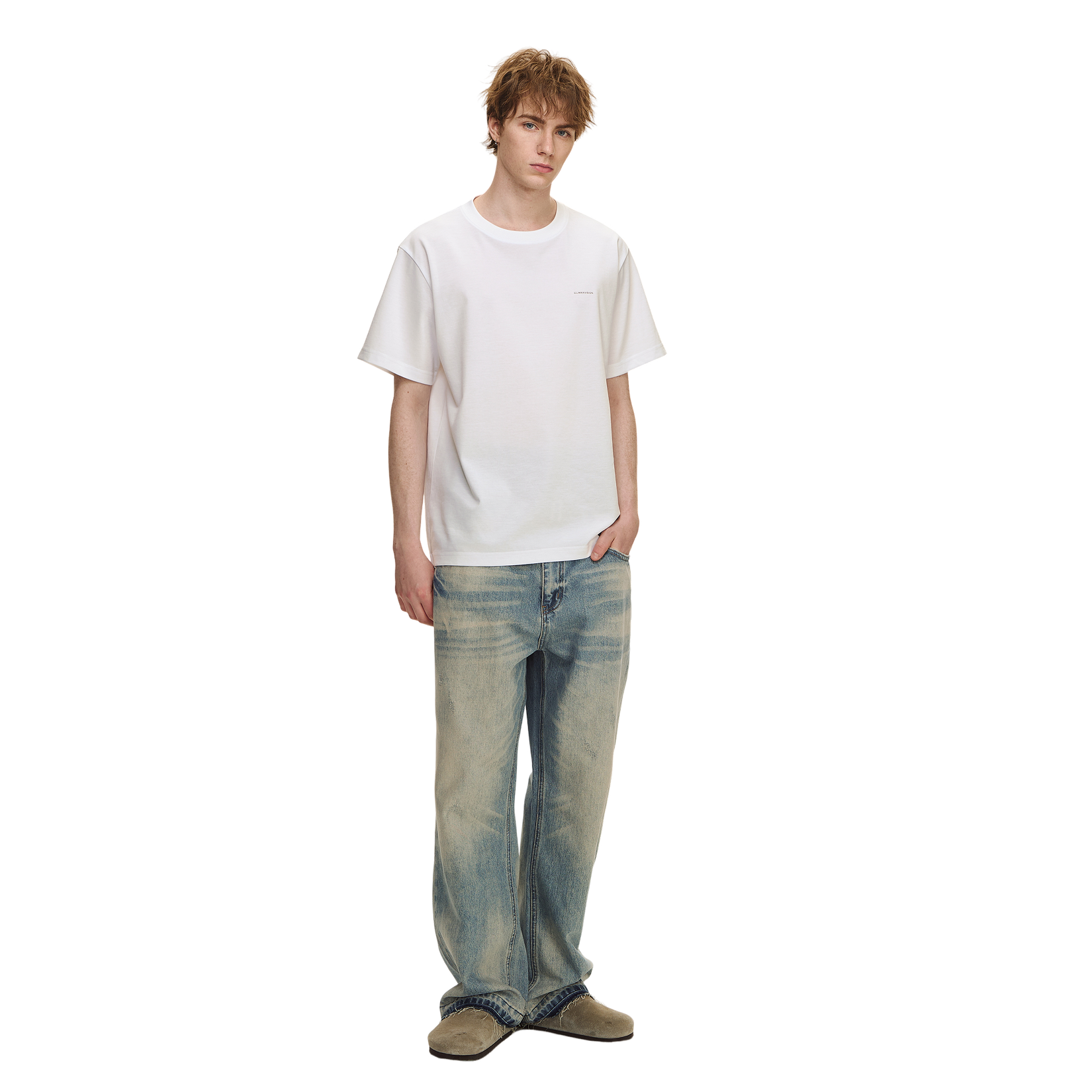 White minimalist yarn cool short sleeves