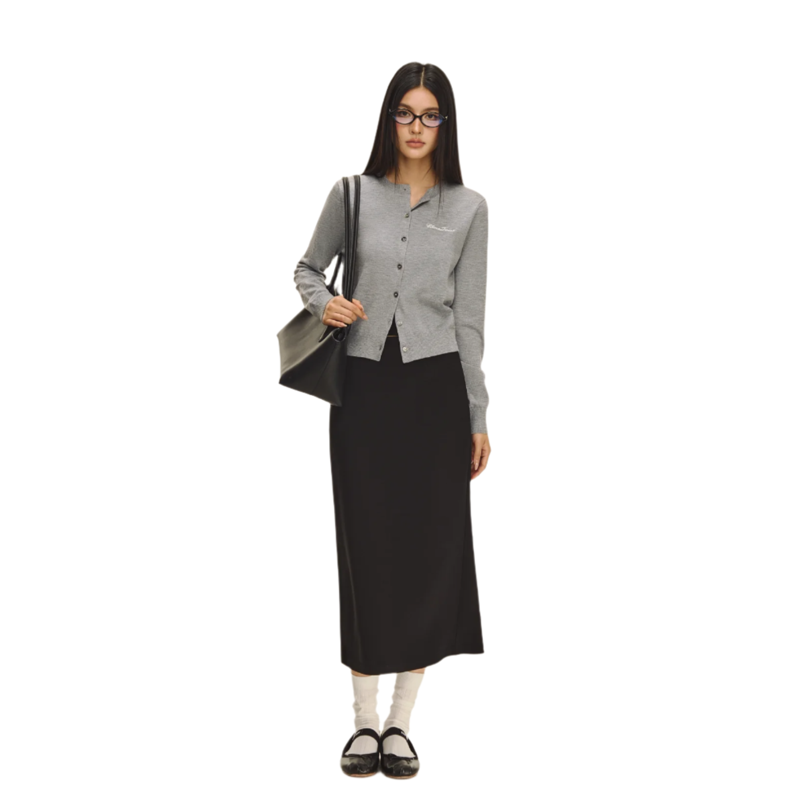 Grey Silk and Wool Blend Cardigan