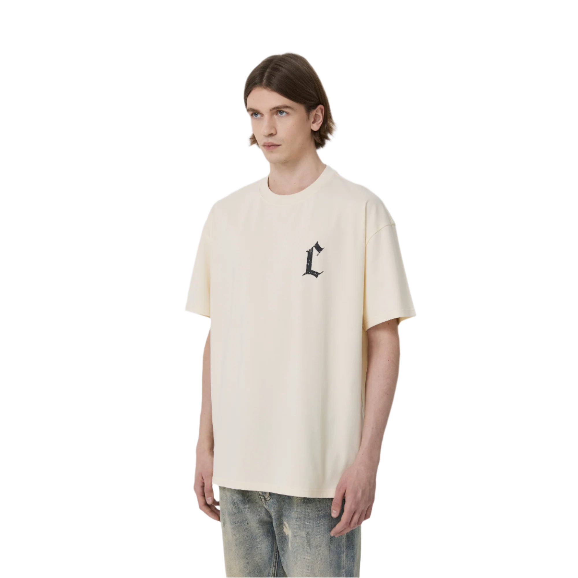 Cream Yellow Damaged C-shaped Short Sleeves