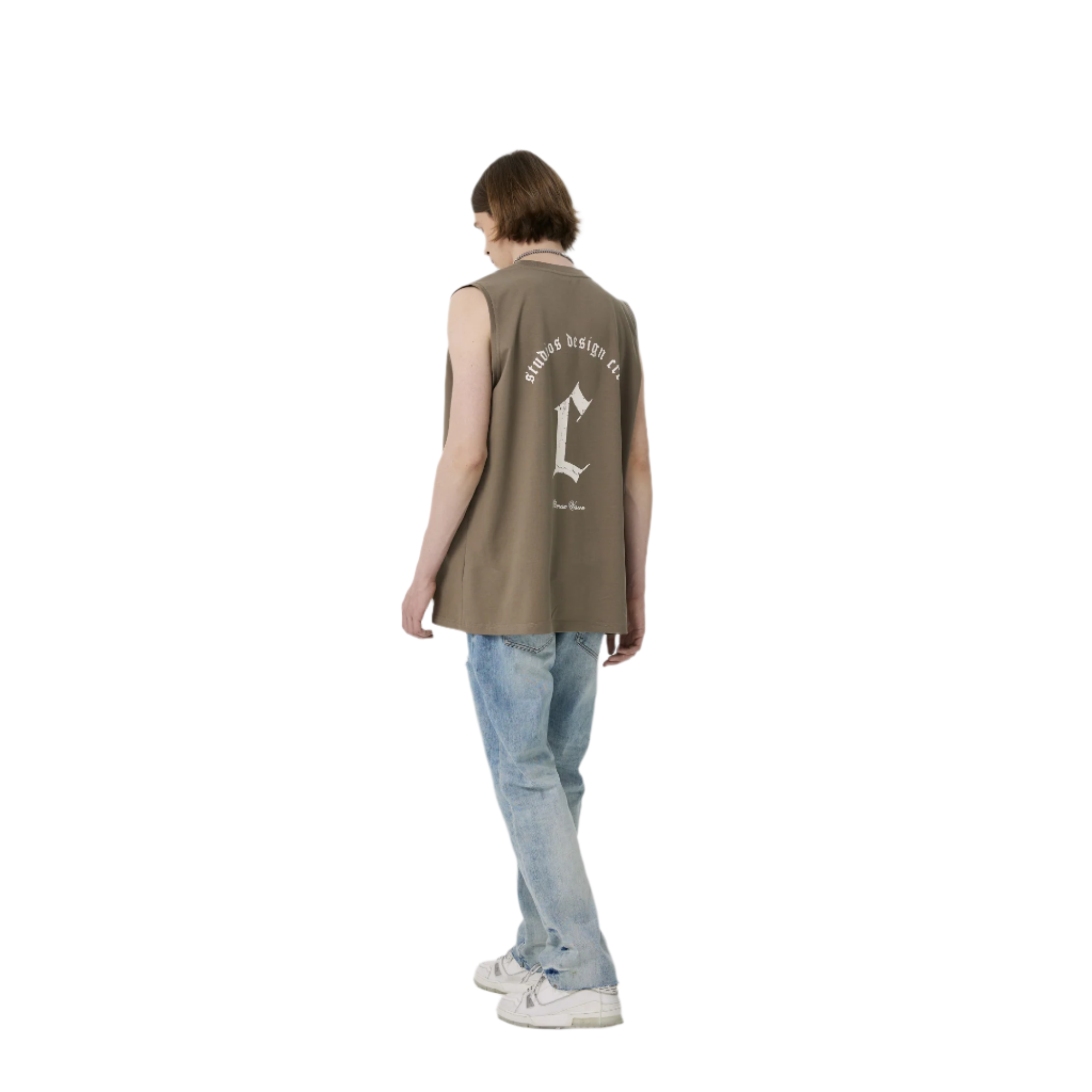 Brown Distressed C-print Casual Sports Vest