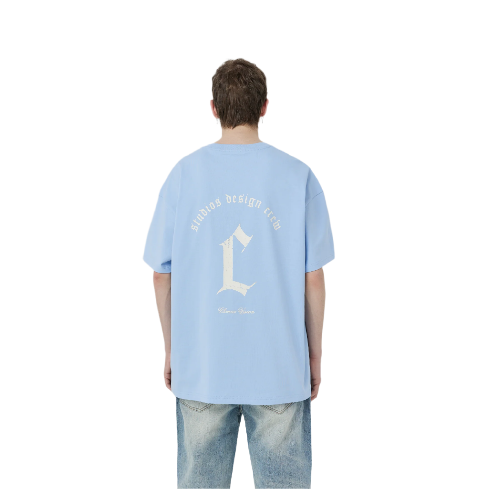 Ice Blue Frayed C-Print Short Sleeve