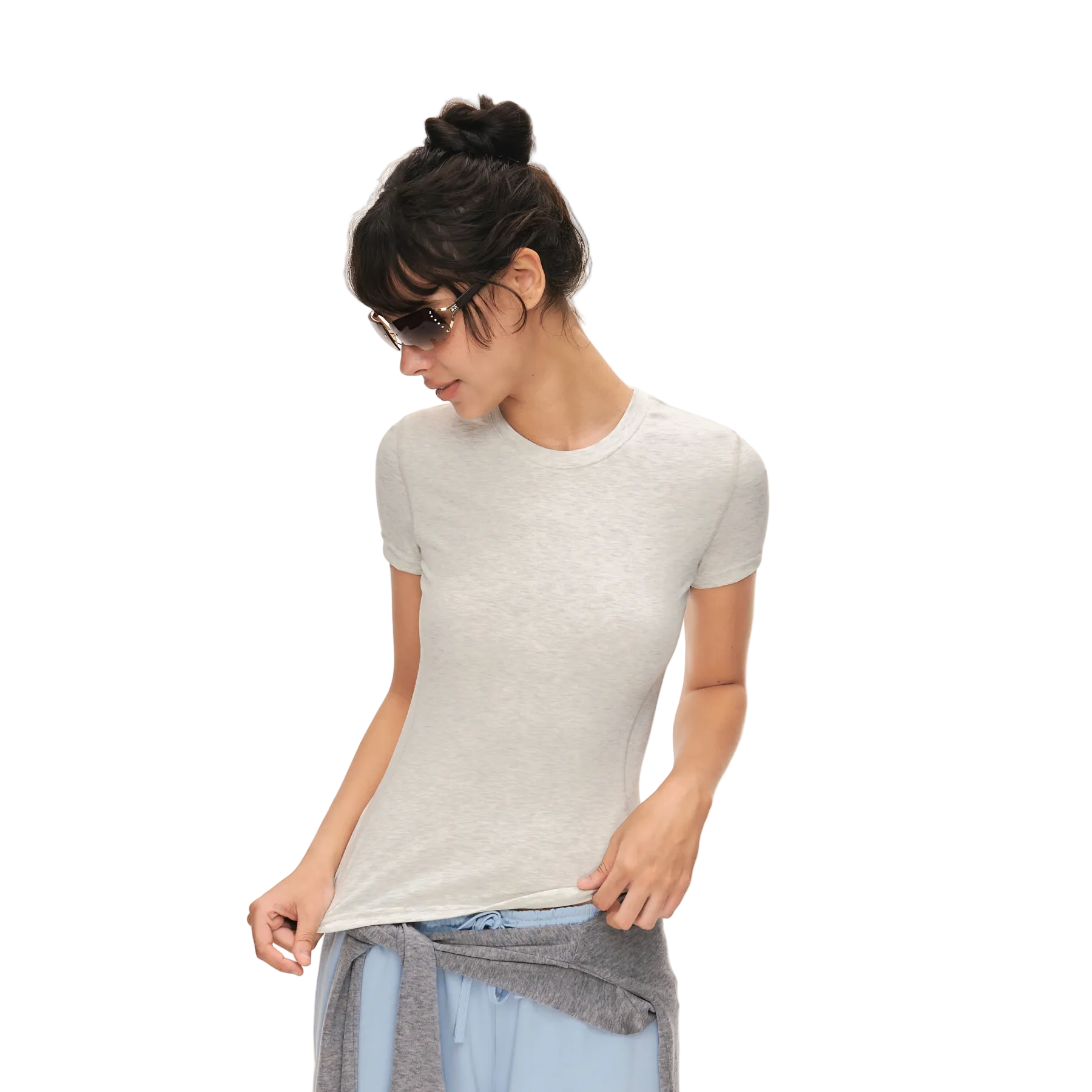 Light Gray 3D Structured Short-Sleeve T-Shirt