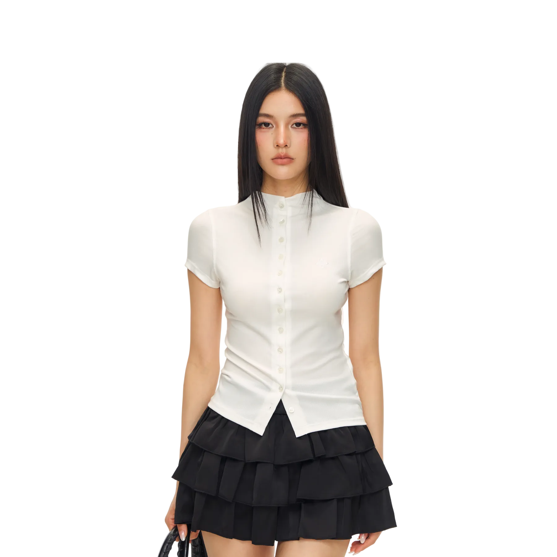White Cross Slim Fit Button-Up Short Sleeve