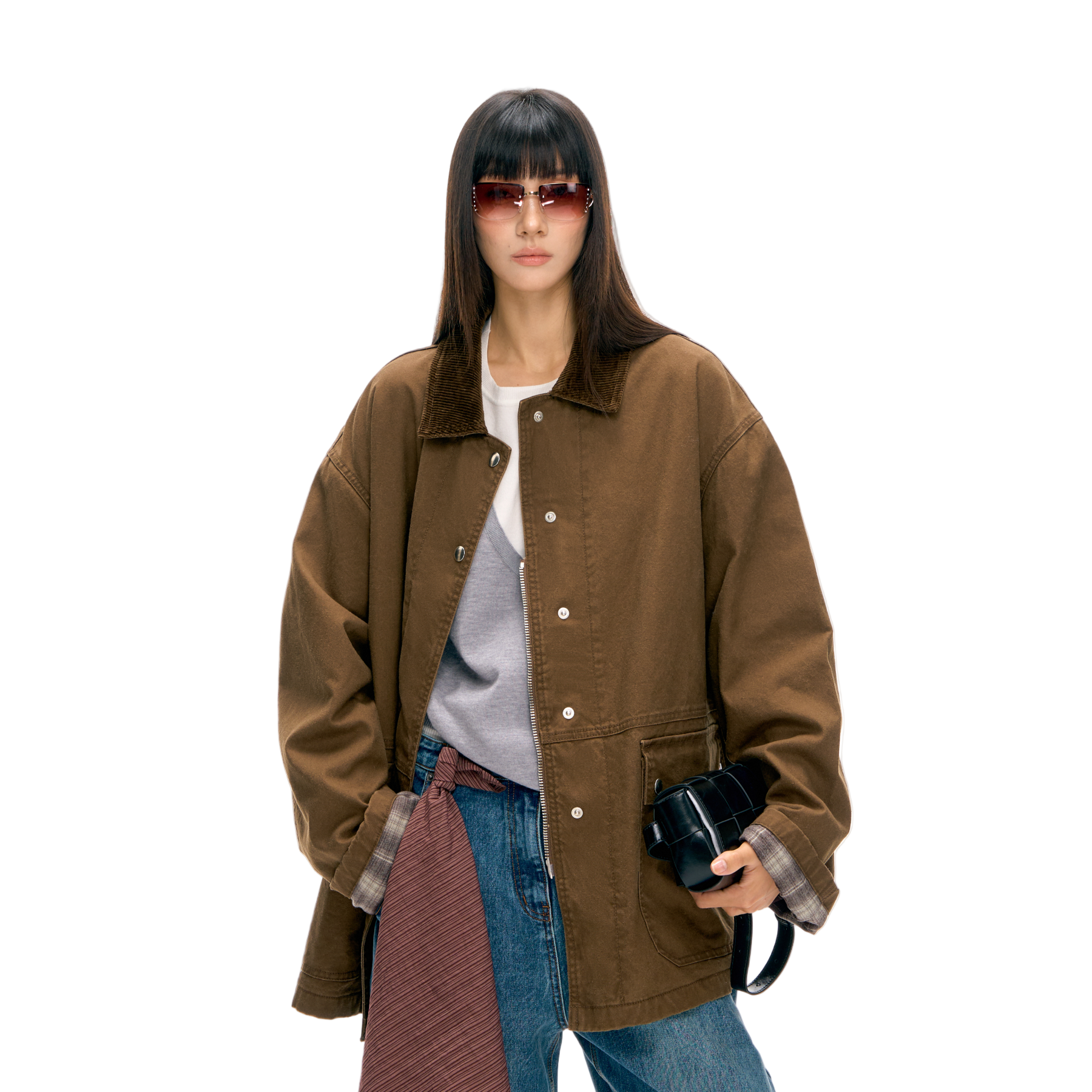 Brown Retro Corduroy Collared Work Jacket